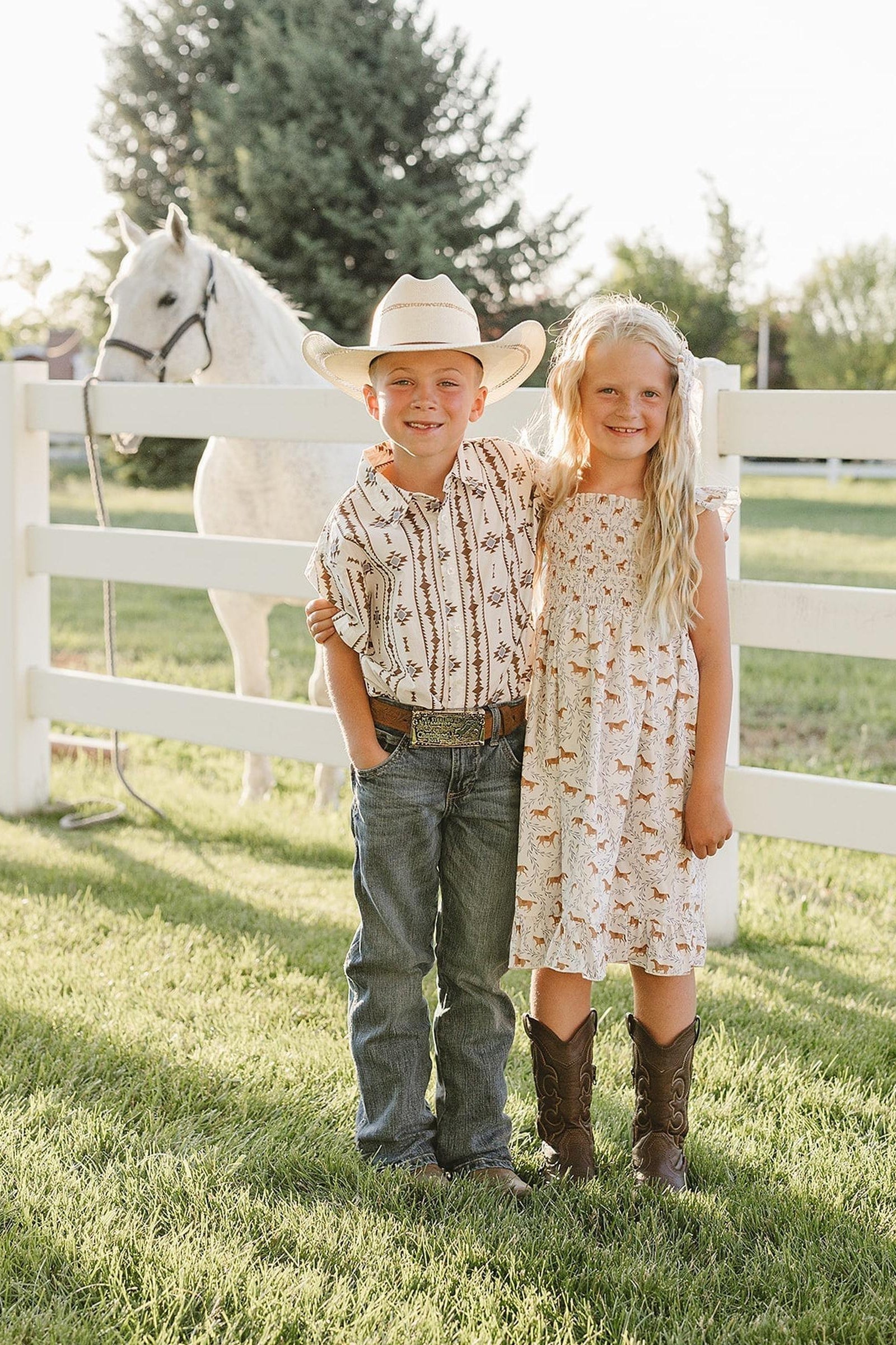 Aztec Western Button Up Shirt for Baby & Kids