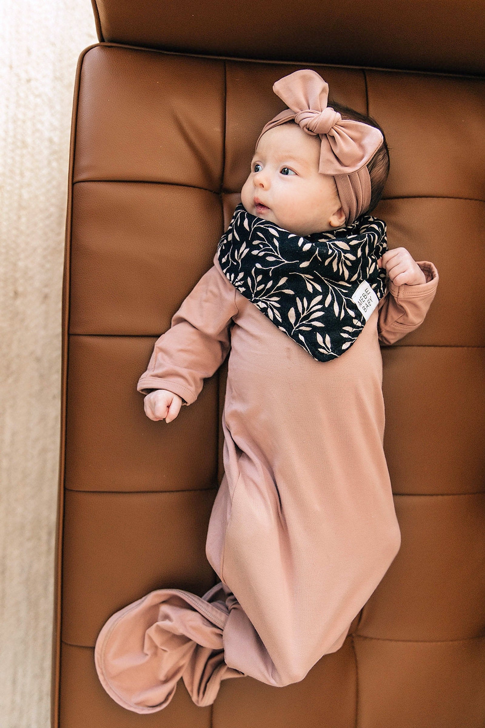 Dusty Rose Knot Gown, Bamboo, Baby Essentials