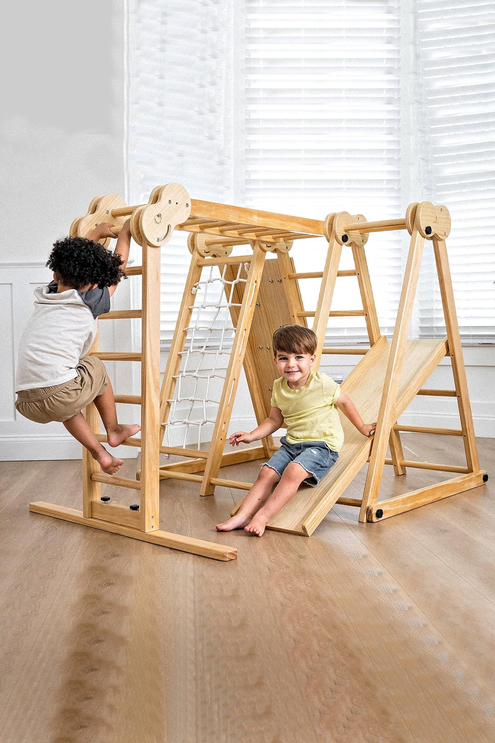 Chestnut 8-in-1 Foldable Jungle Gym for Toddlers, Indoor, Montessori Inspired