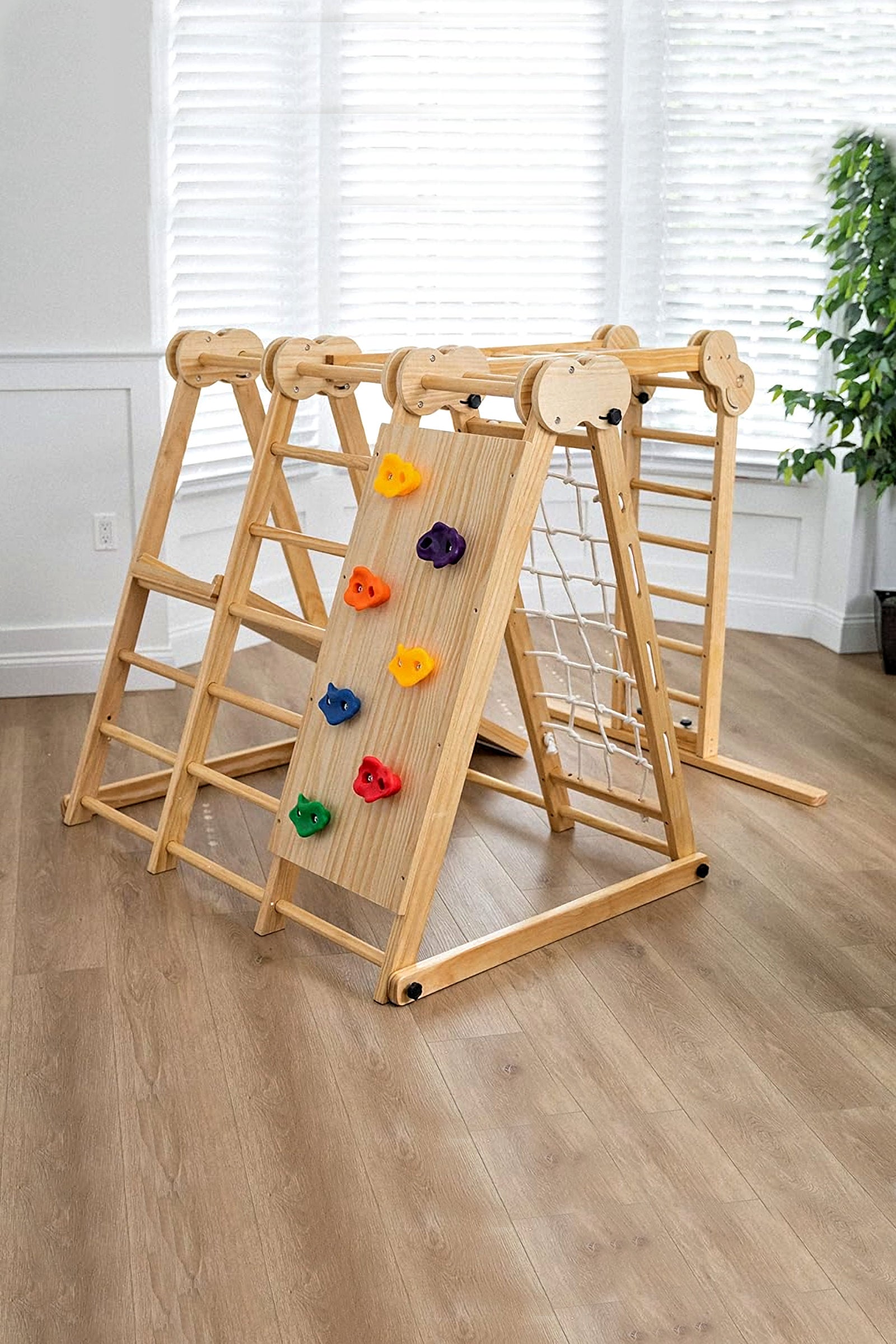 Chestnut 8-in-1 Foldable Jungle Gym for Toddlers, Indoor, Montessori Inspired