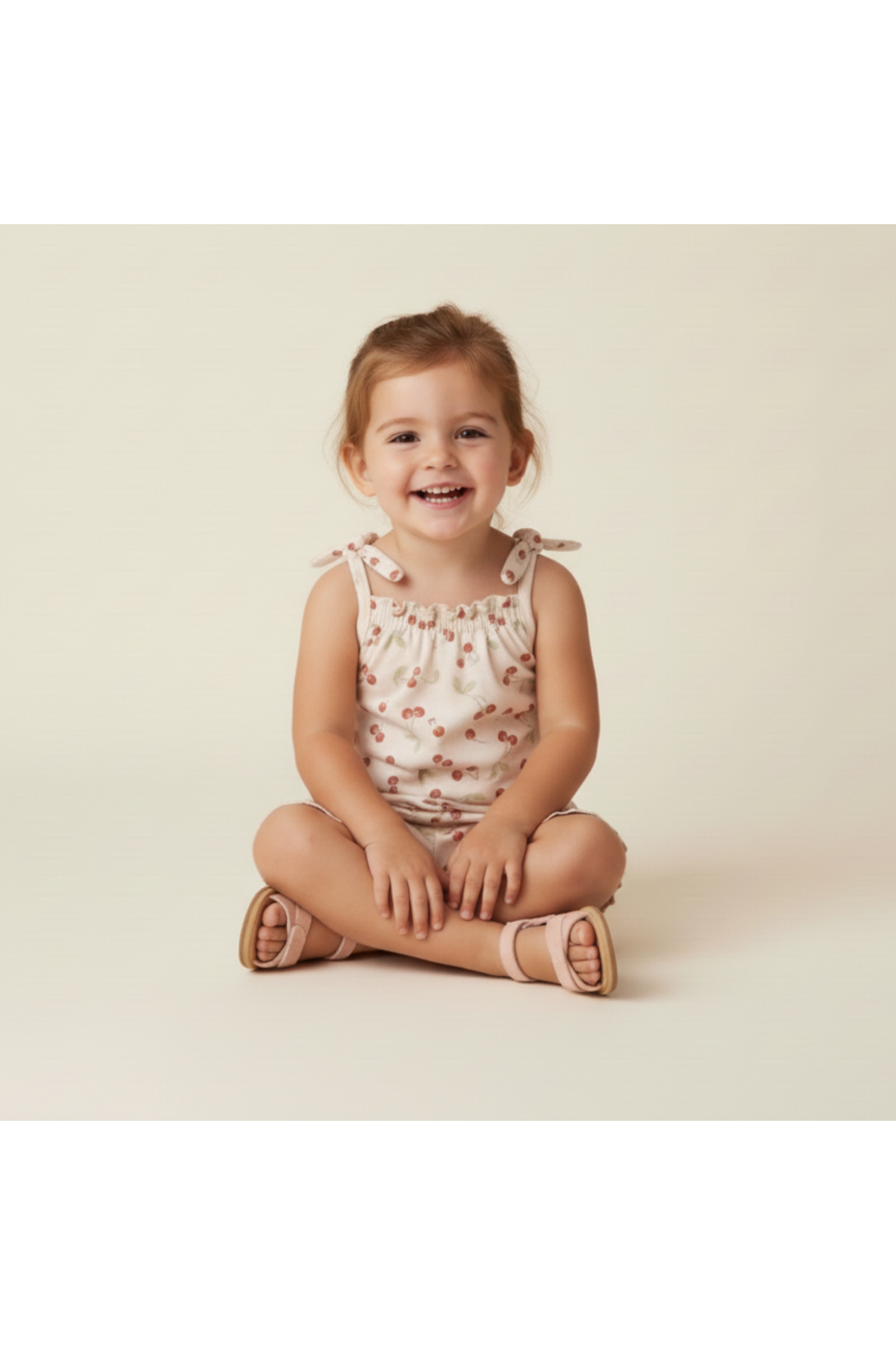 Organic Ruffle Jumpsuit - Cherry