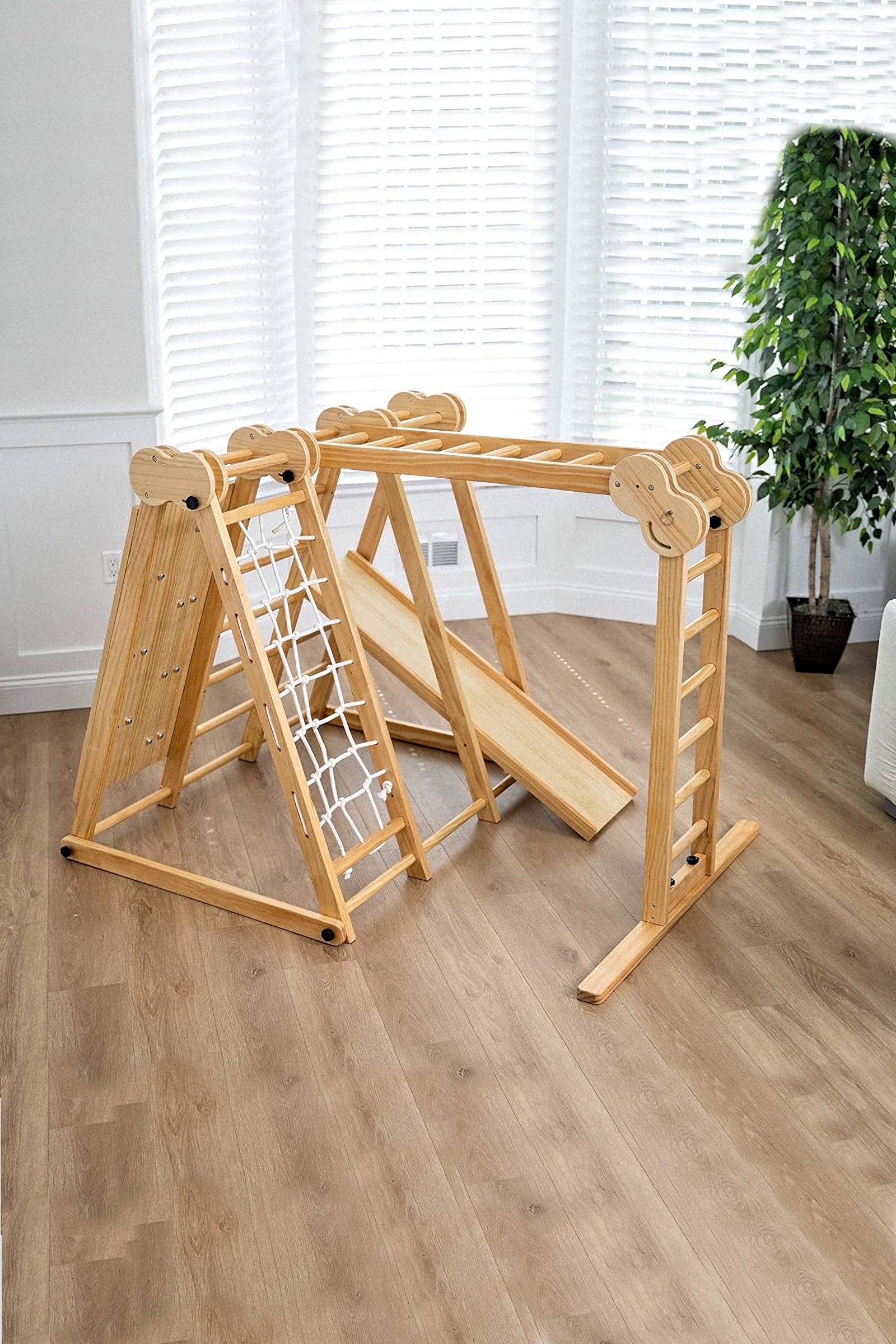 Chestnut 8-in-1 Foldable Jungle Gym for Toddlers, Indoor, Montessori Inspired