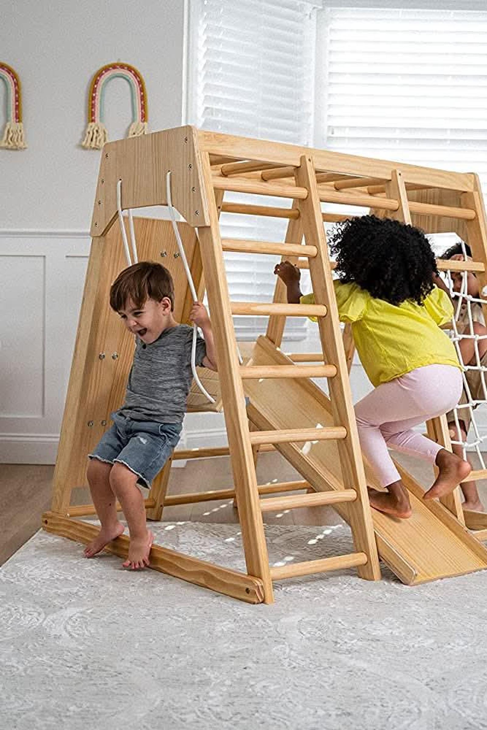 Magnolia - Wooden 7-in-1 Climber, Slide, Gym, Playset, Indoor, New Zealand FSC-certified pinewood