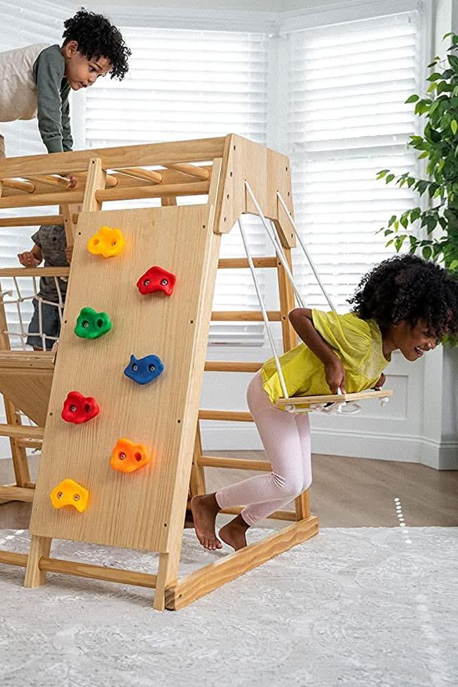 Magnolia - Wooden 7-in-1 Climber, Slide, Gym, Playset, Indoor, New Zealand FSC-certified pinewood