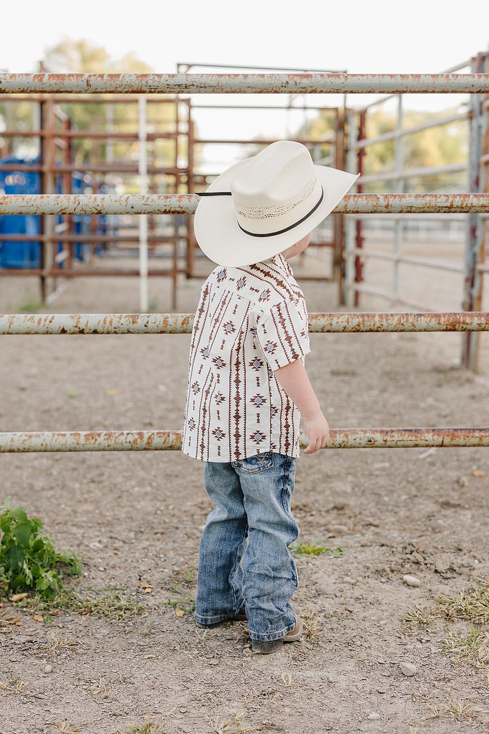 Aztec Western Button Up Shirt for Baby & Kids