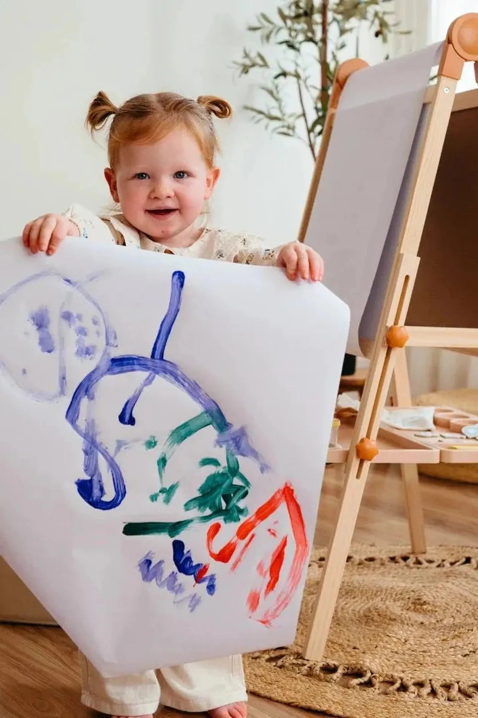 Pink Adjustable Art Easel for Kids, Magnetic Chalkboard, Whiteboard