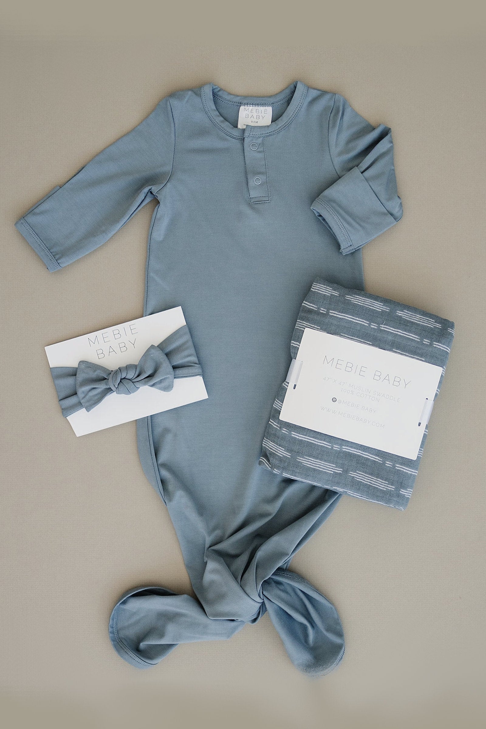 Baby Girl Dusty Blue Head Wrap, Bamboo, Baby