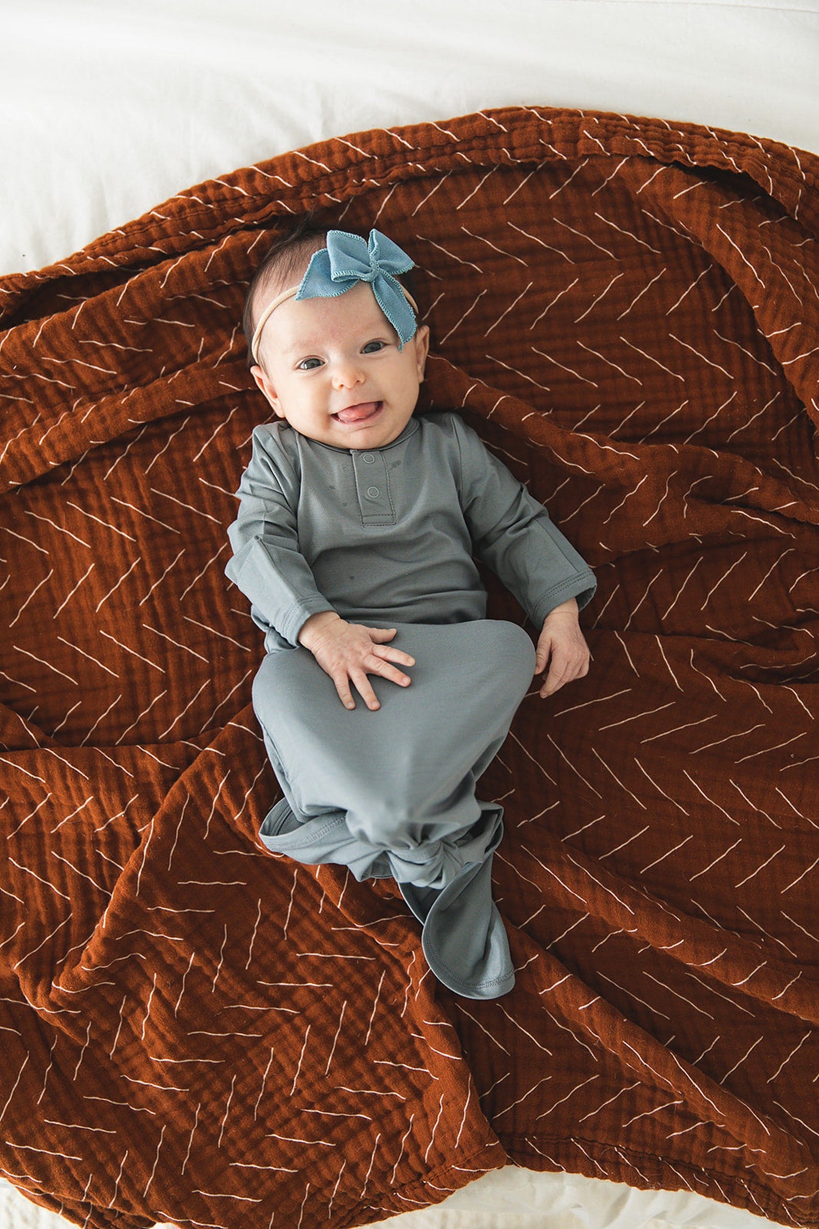 Dusty Blue Knot Gown, Bamboo, Baby Essentials