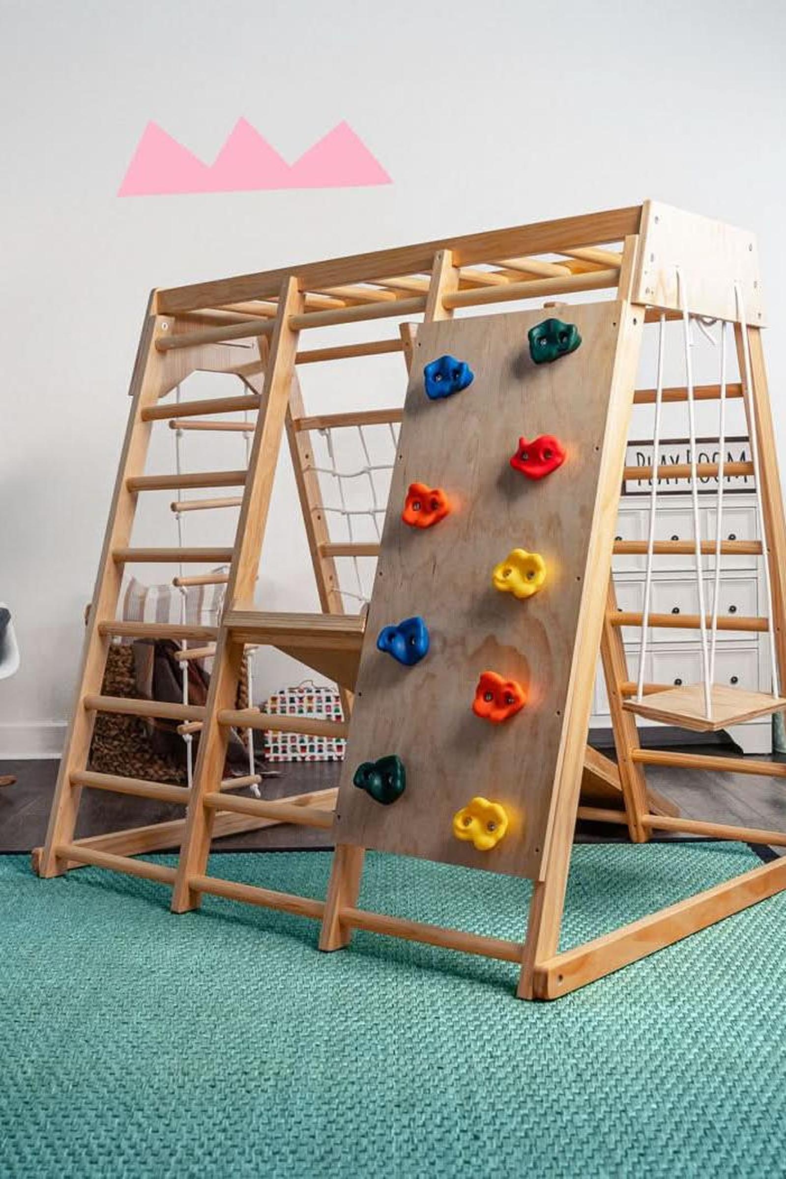 Magnolia - Wooden 7-in-1 Climber, Slide, Gym, Playset, Indoor, New Zealand FSC-certified pinewood
