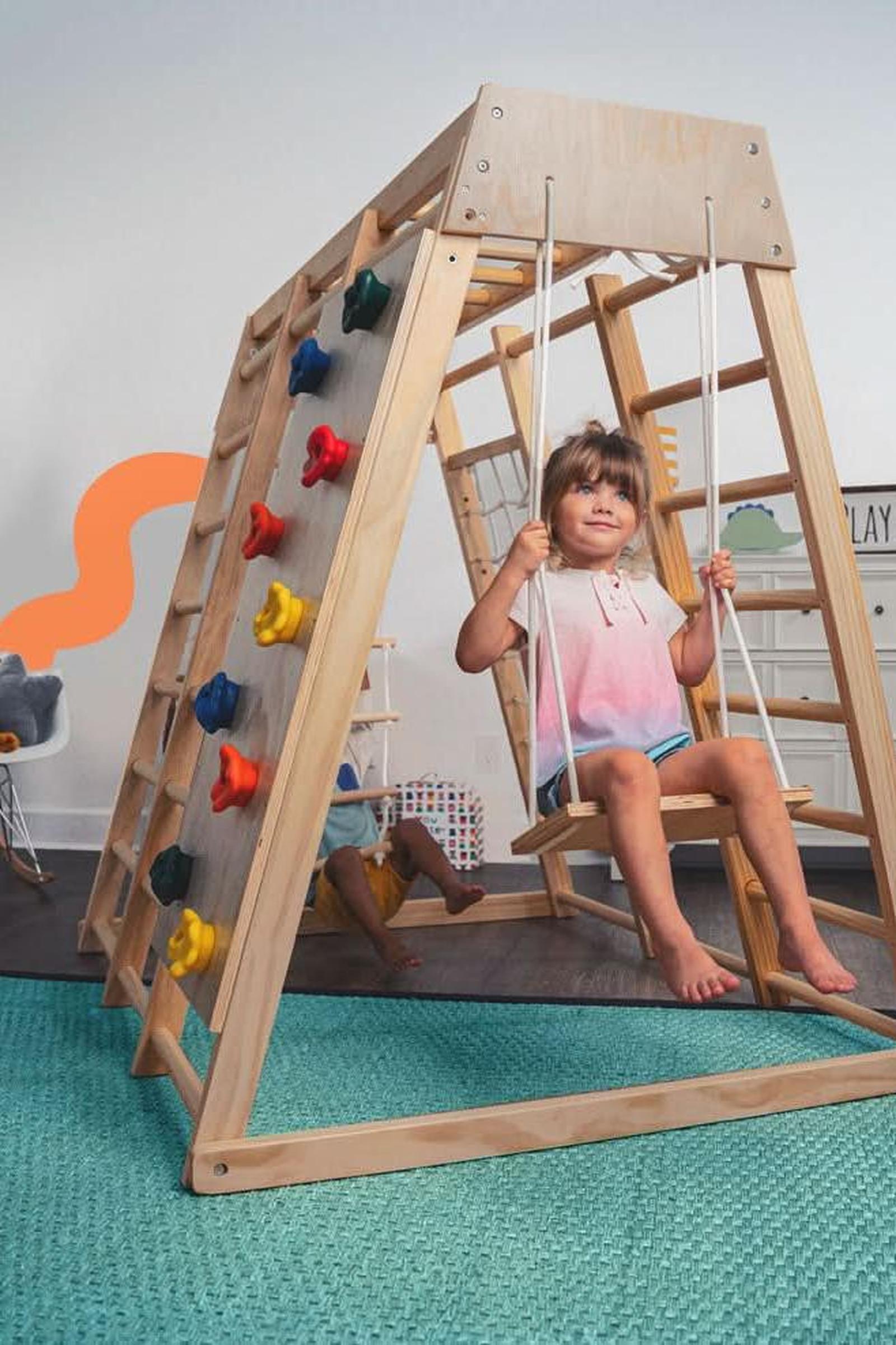 Magnolia - Wooden 7-in-1 Climber, Slide, Gym, Playset, Indoor, New Zealand FSC-certified pinewood