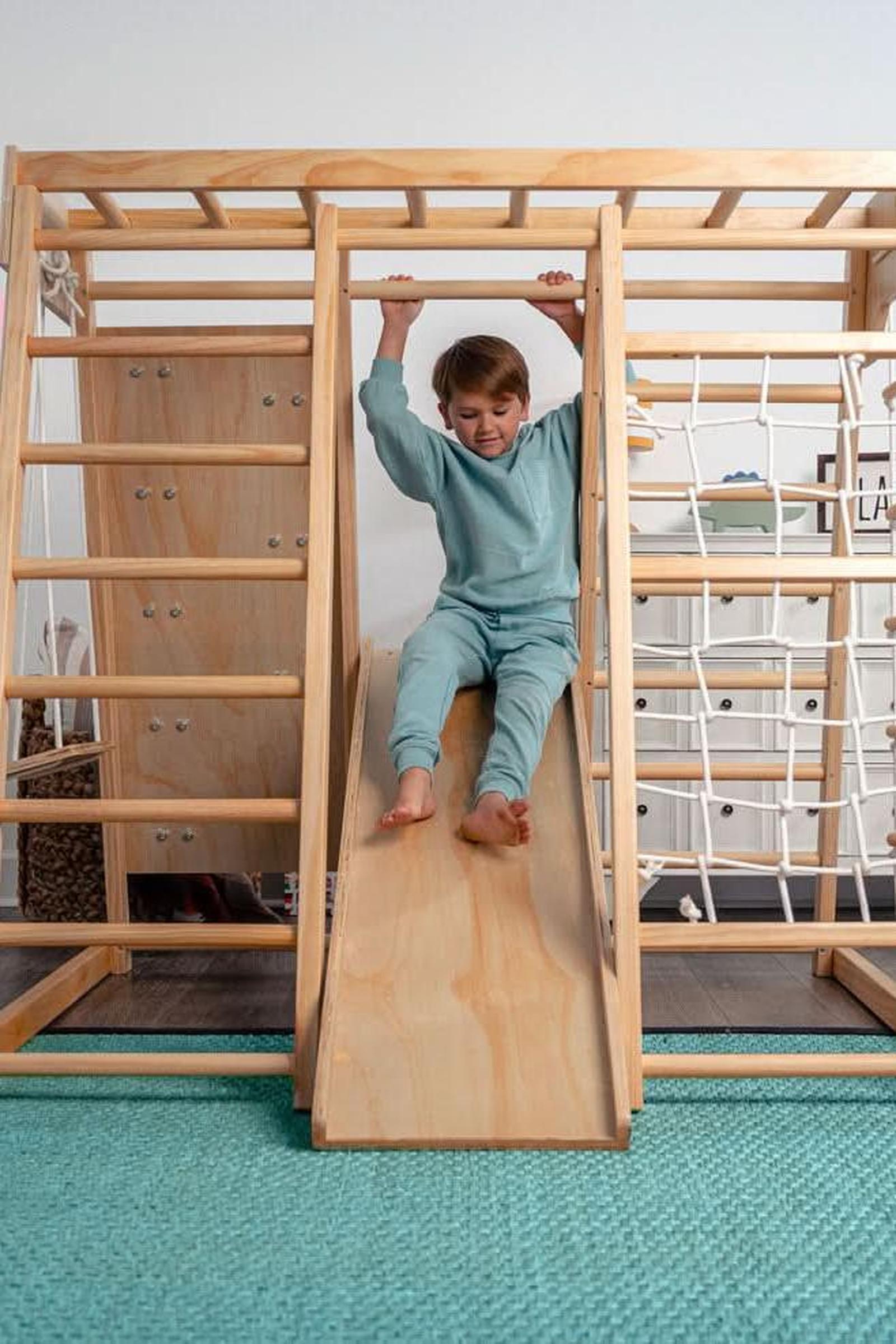 Magnolia - Wooden 7-in-1 Climber, Slide, Gym, Playset, Indoor, New Zealand FSC-certified pinewood