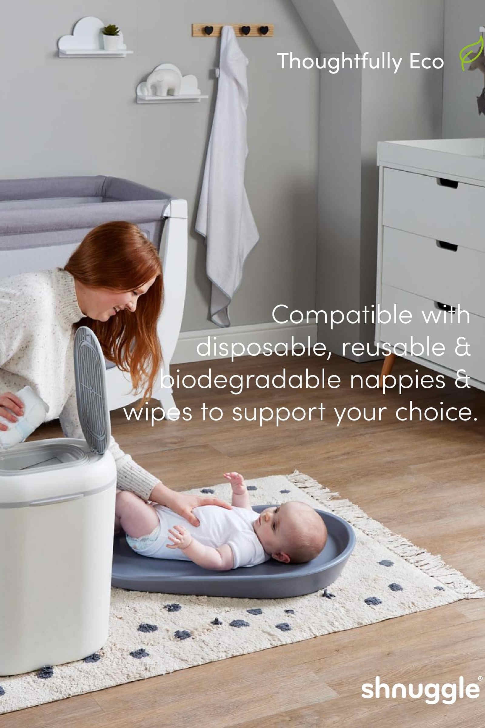 Shnuggle Eco-Touch Nappy Bin Diaper Pail