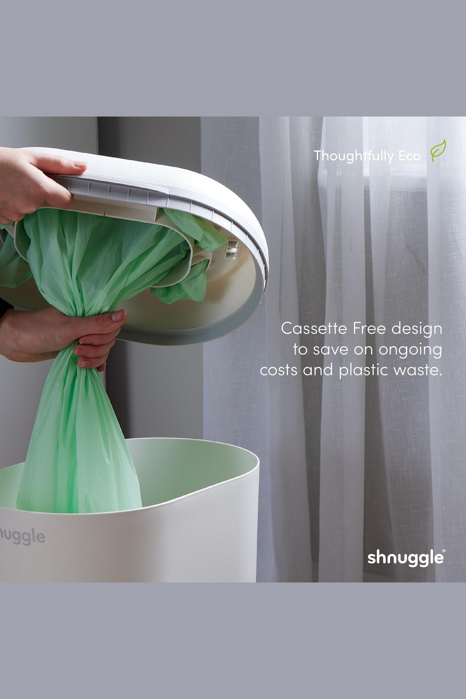 Shnuggle Eco-Touch Nappy Bin Diaper Pail + 30 Better Bag Liners