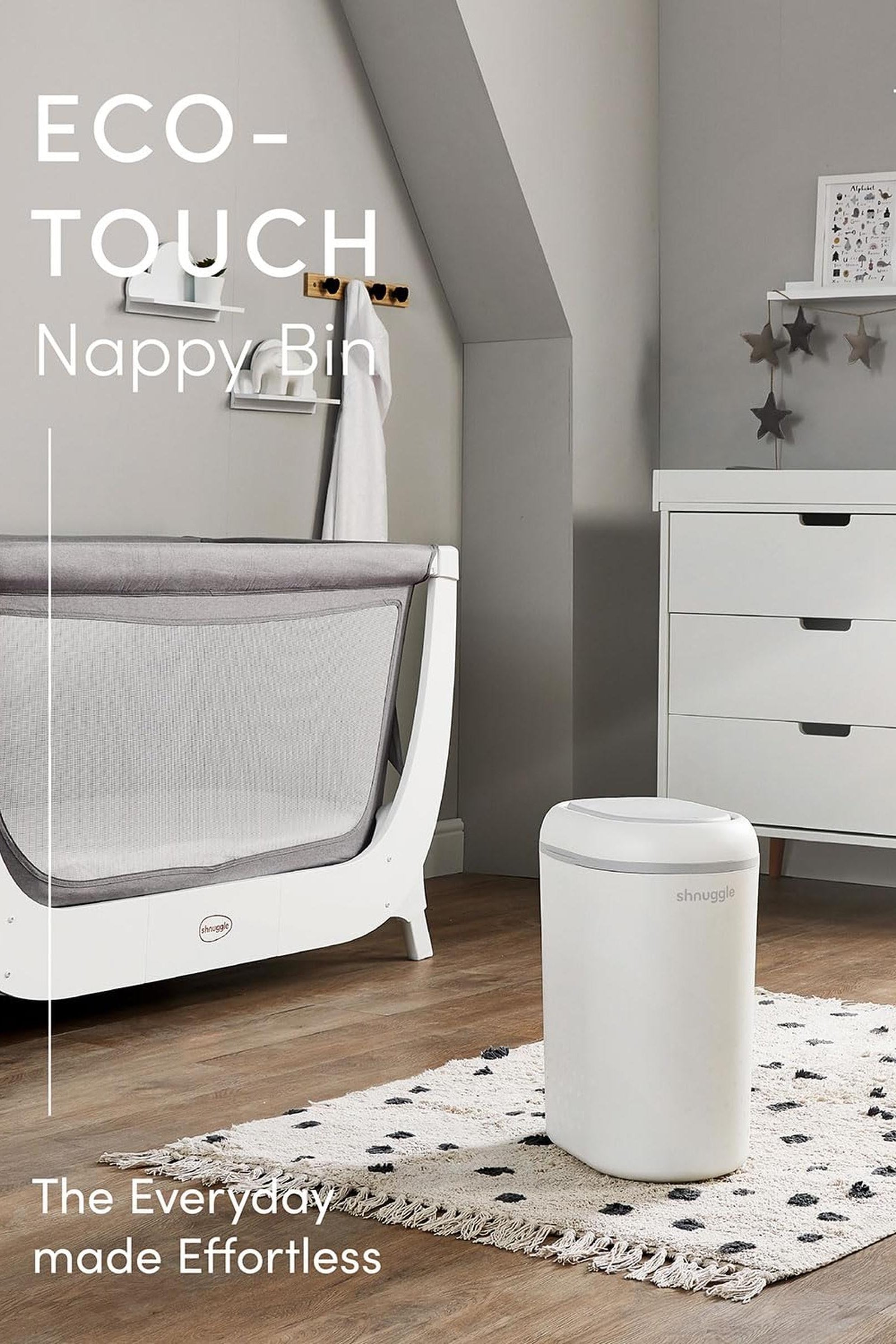 Shnuggle Eco-Touch Nappy Bin Diaper Pail + 30 Better Bag Liners