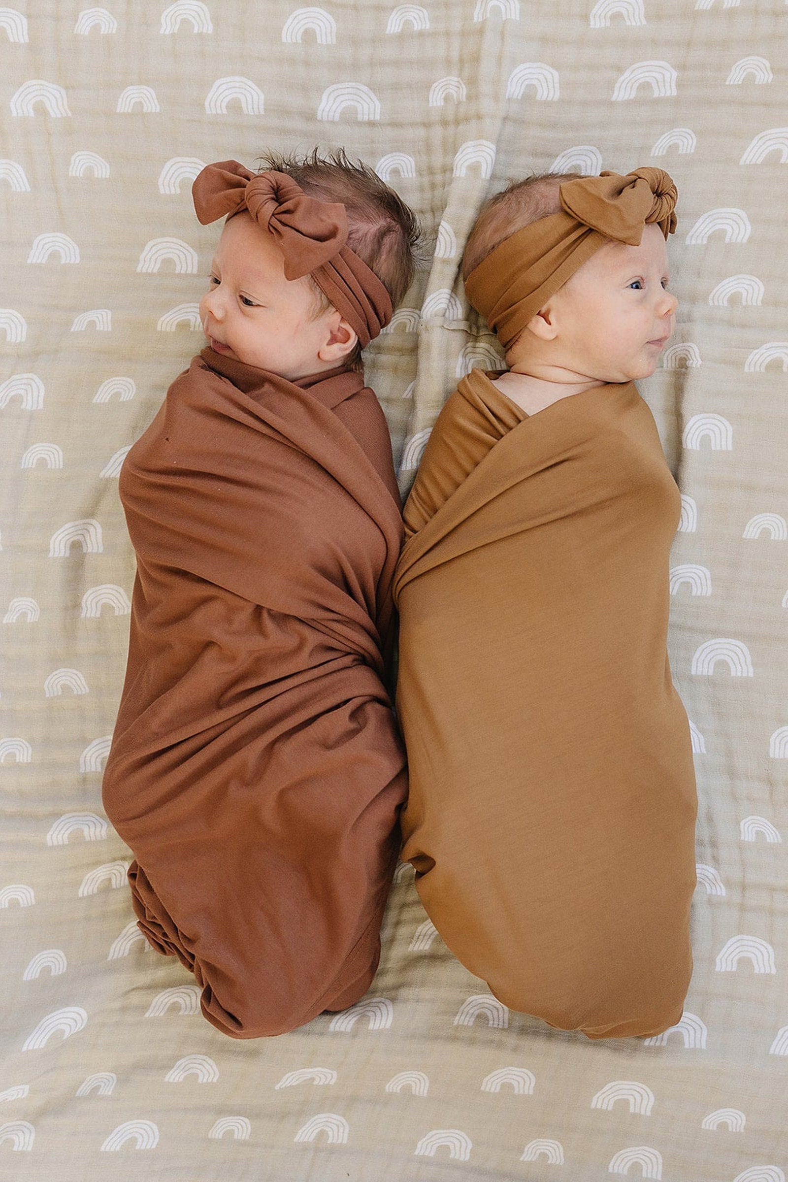 Rust Swaddle Blanket + Hat OR Head Wrap Set, Bamboo, Baby Essentials