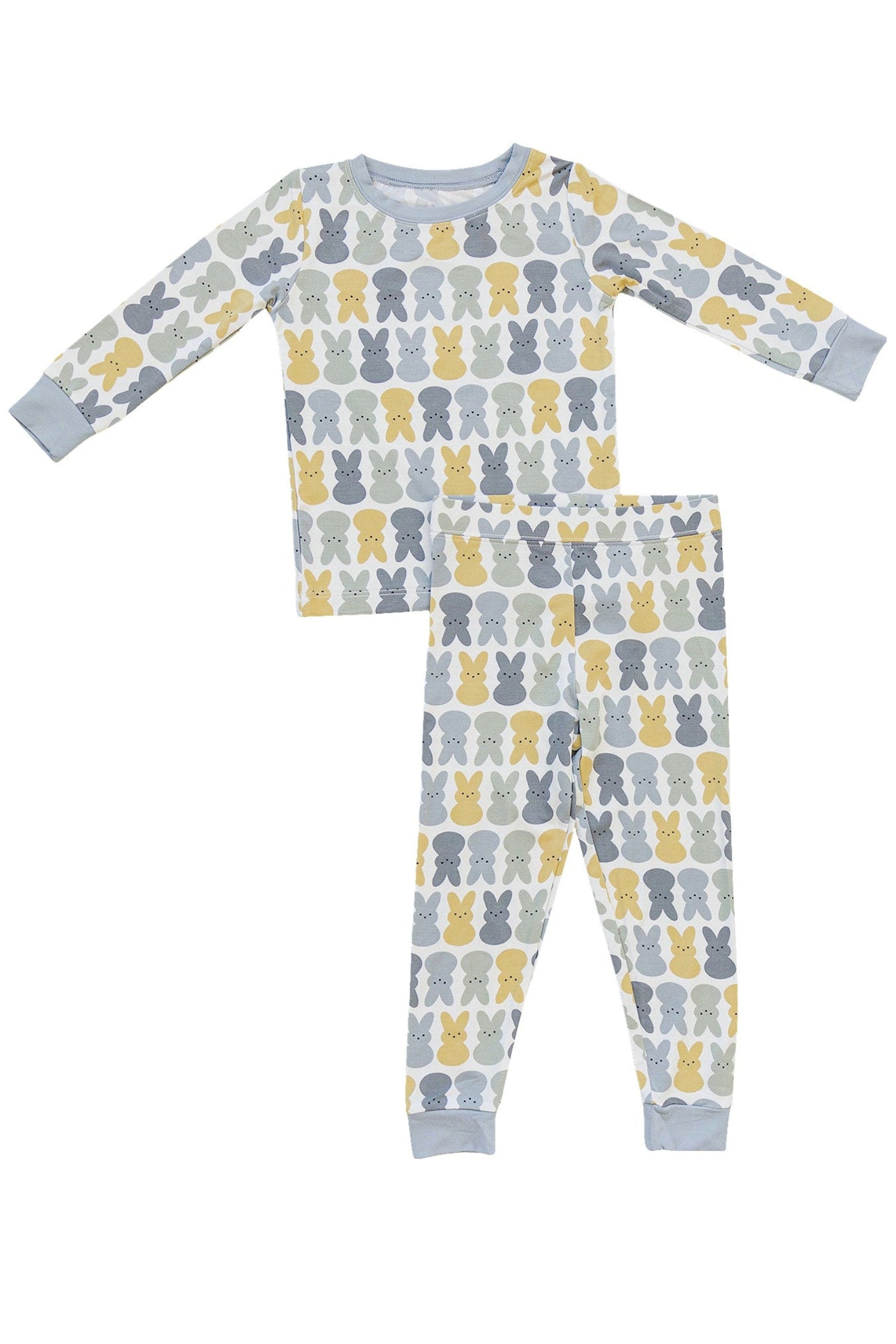 Dusty Blue Bunny Cozy Pajama Set, Bamboo