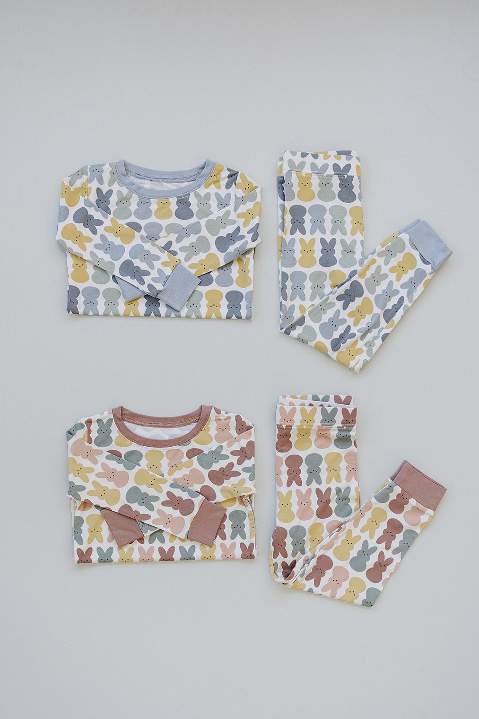 Dusty Blue Bunny Cozy Pajama Set, Bamboo