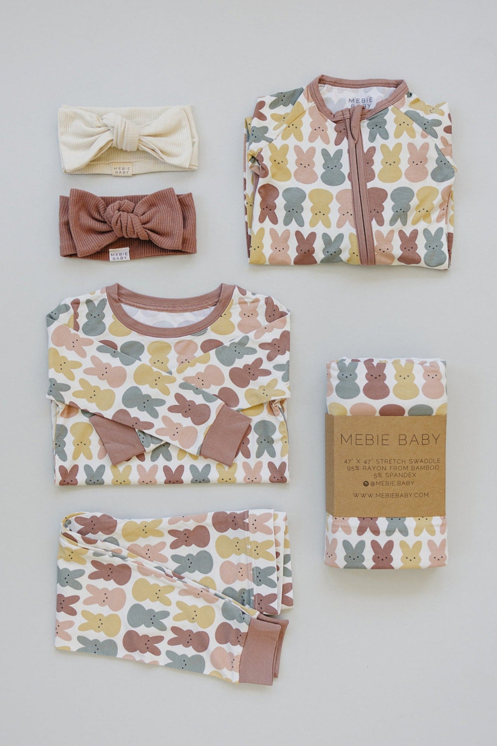 Girl Dusty Rose Bunny Cozy Pajama Set, Bamboo
