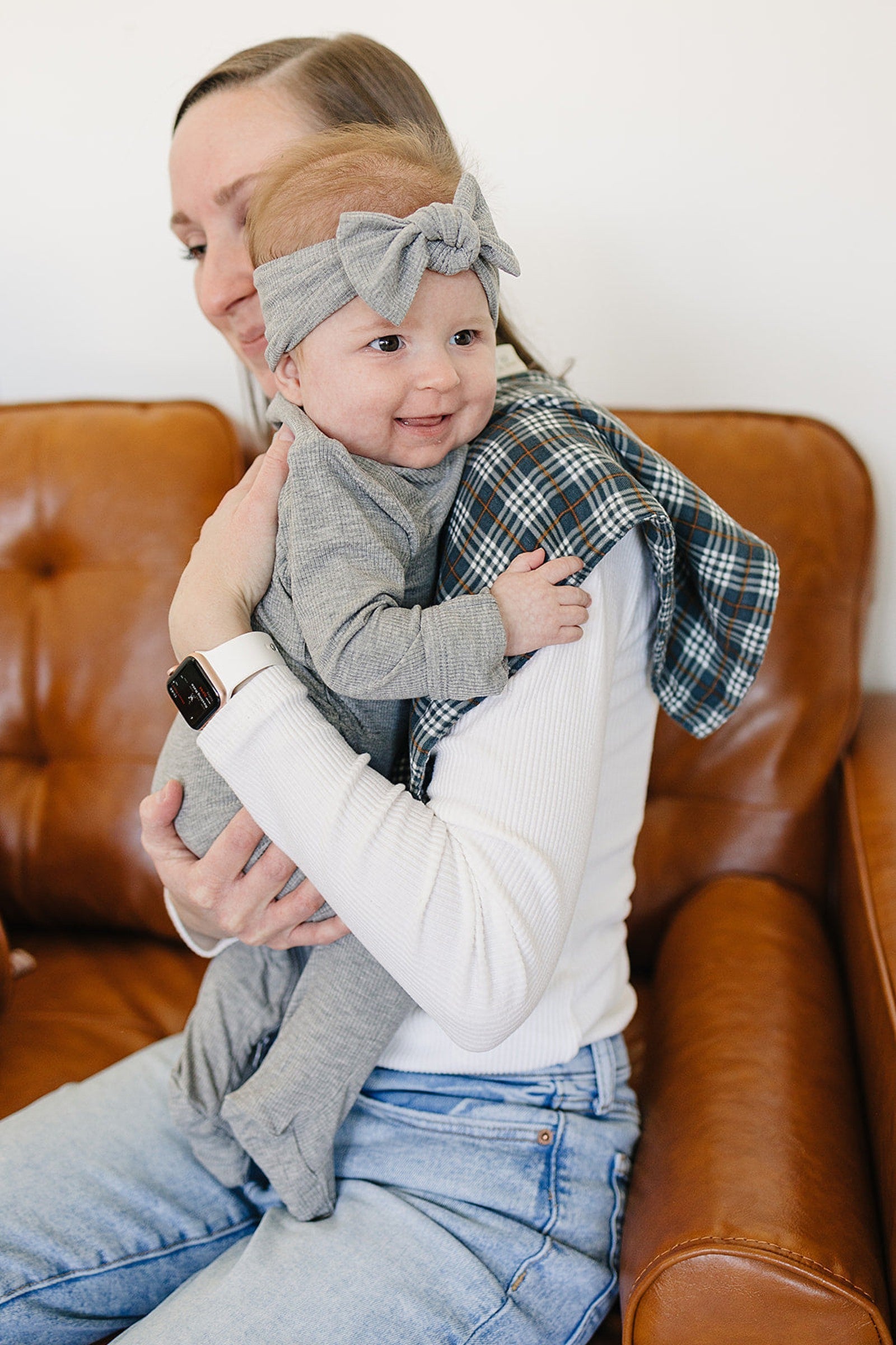 Navy Plaid Muslin Burp Cloth, 100% Cotton, Baby Essentials
