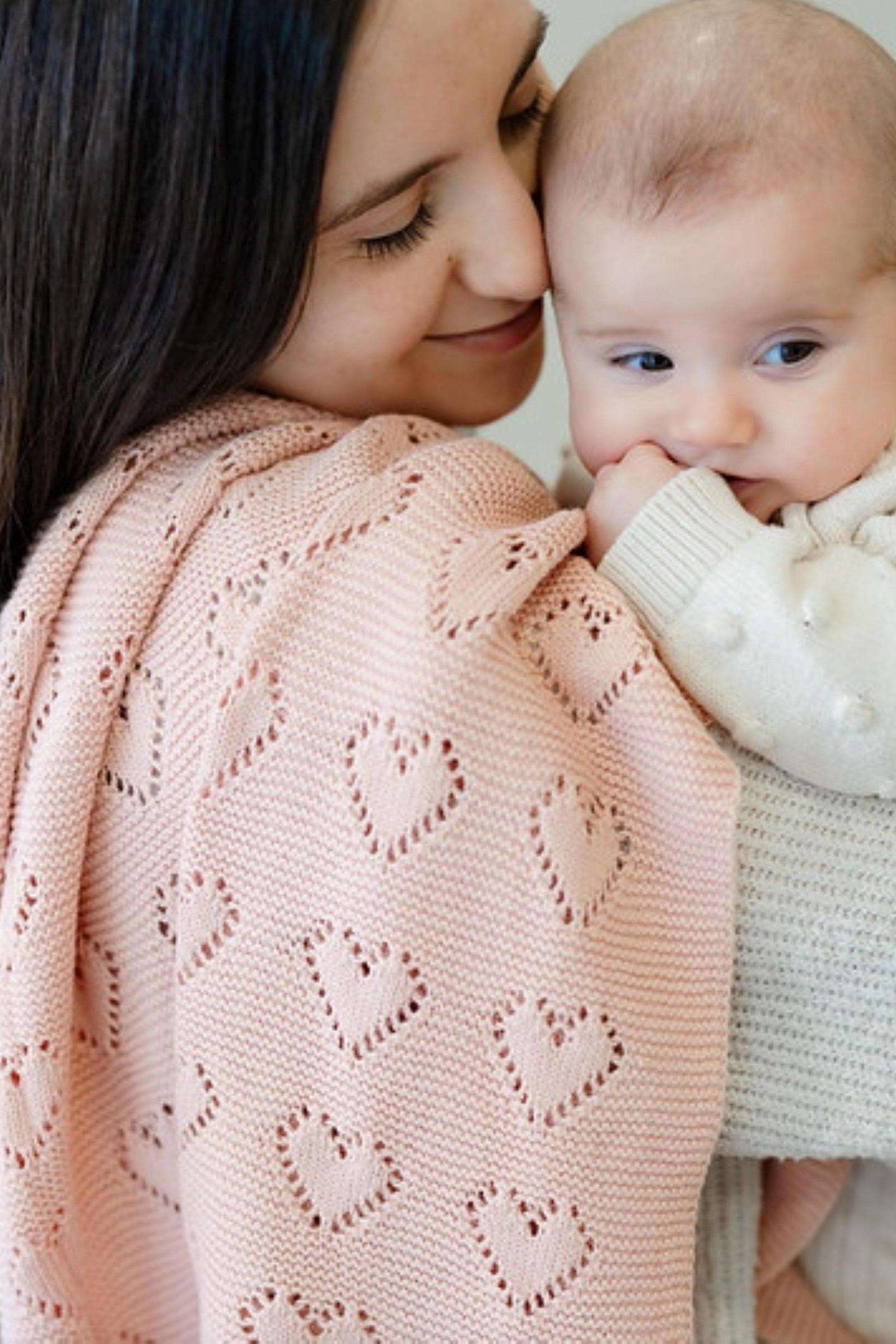 Knit Heart Luxury Swaddle Blanket, 100% OEKO Tex Pima Cotton