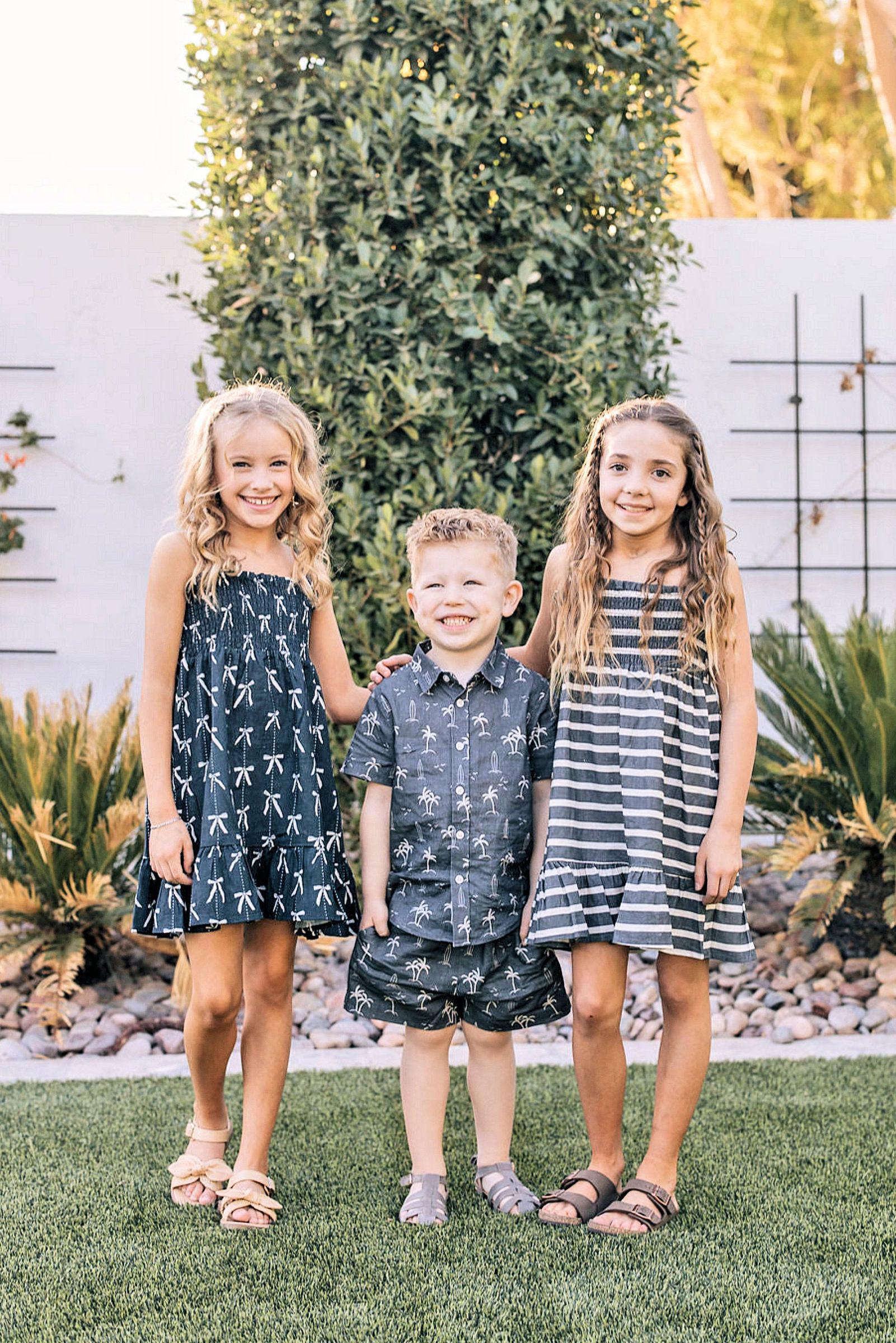 Navy Bow Linen Summer Dress, Baby, Toddler & Kids