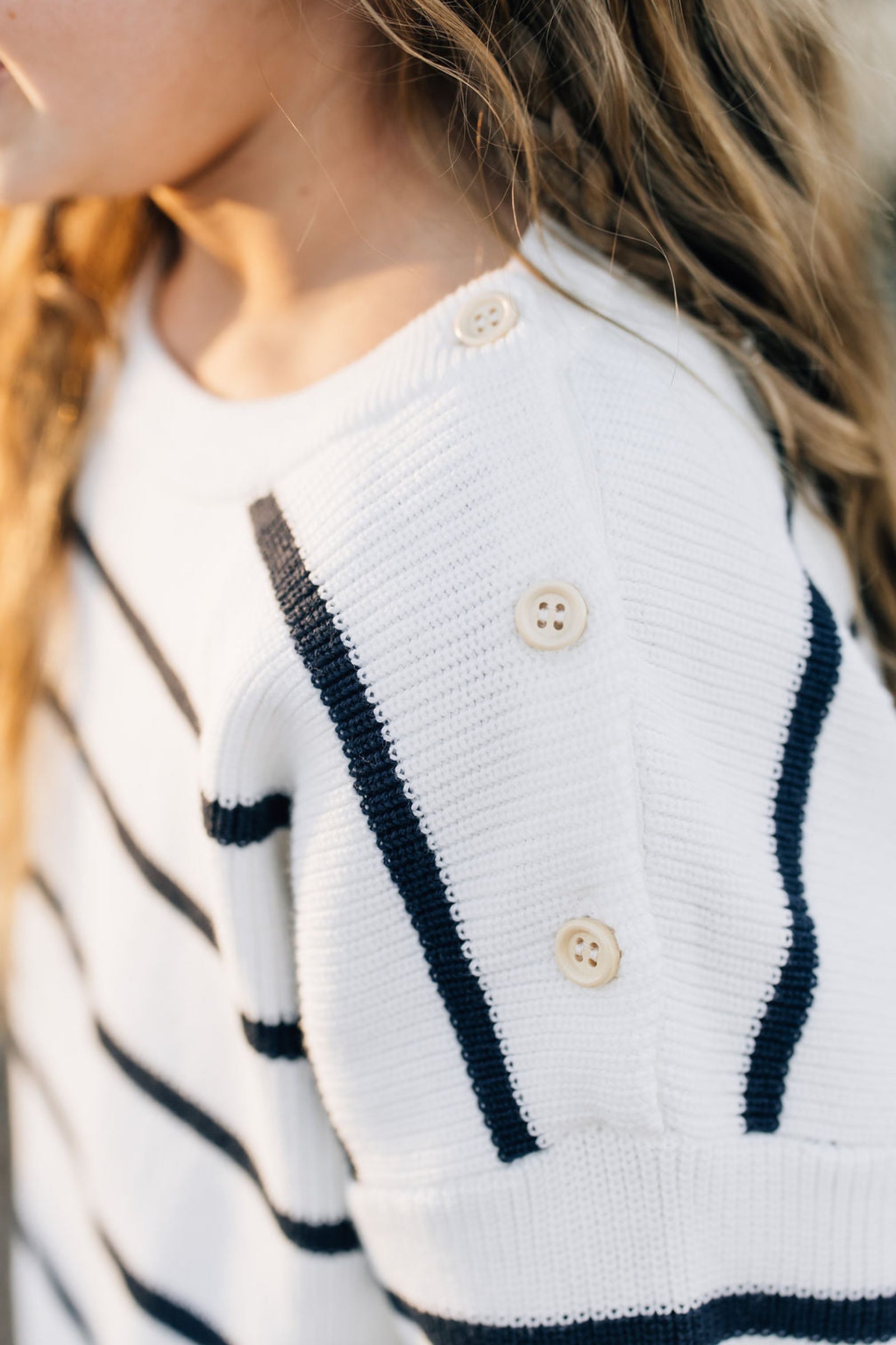 Navy Stripe Knit Sweater, 100% Cotton, Gender Neutral, Baby, Toddler & Kids