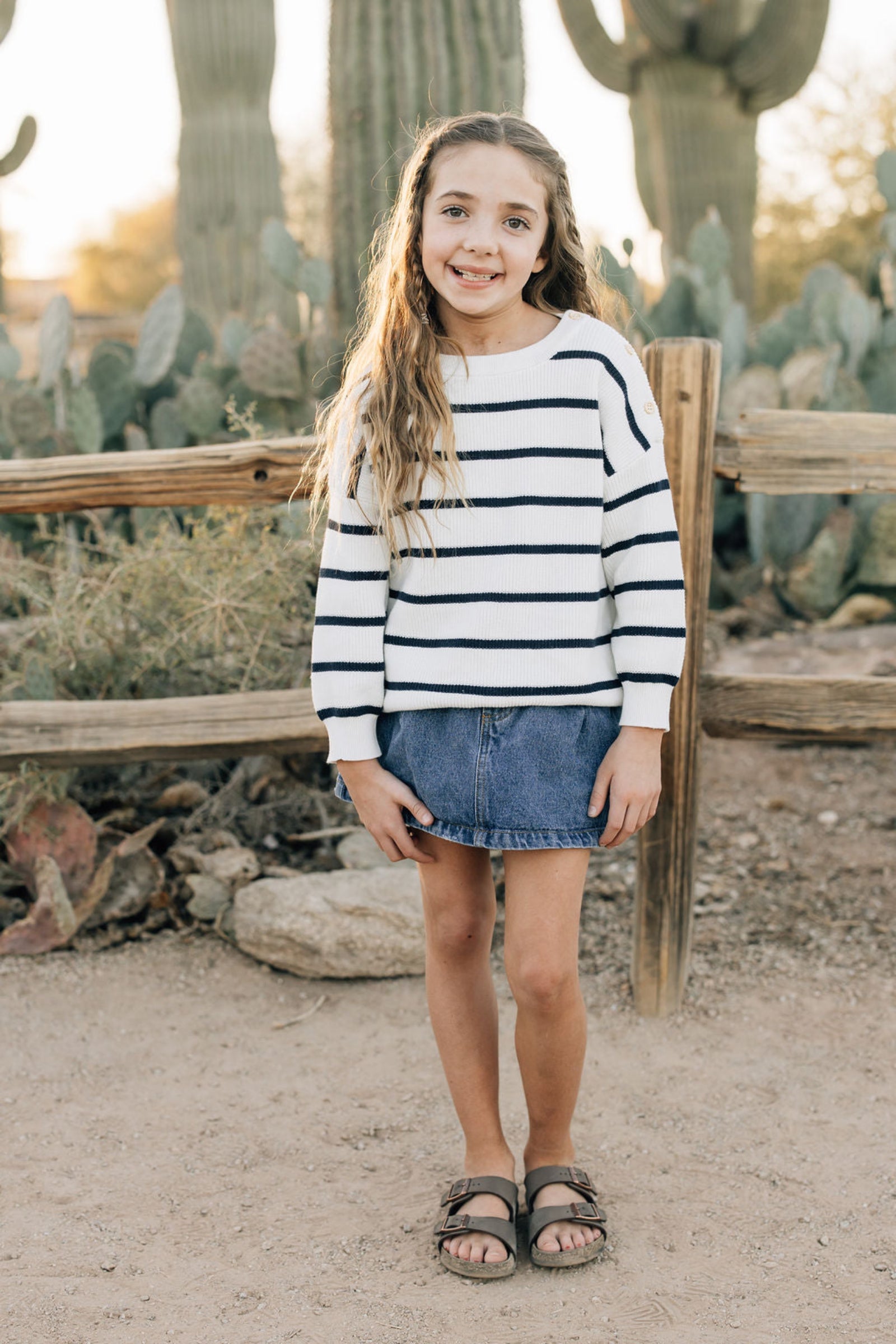 Navy Stripe Knit Sweater, 100% Cotton, Gender Neutral, Baby, Toddler & Kids