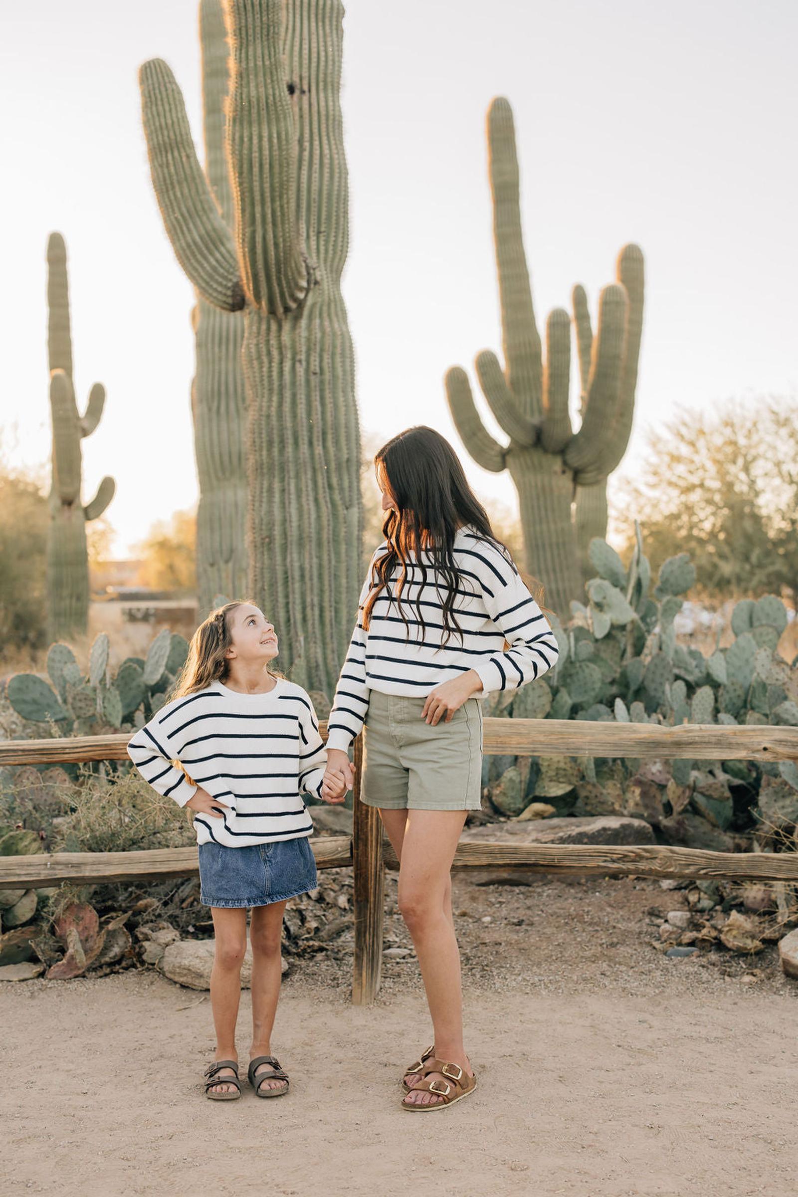 Navy Stripe Knit Sweater, 100% Cotton, Women, Family Matching Outfits