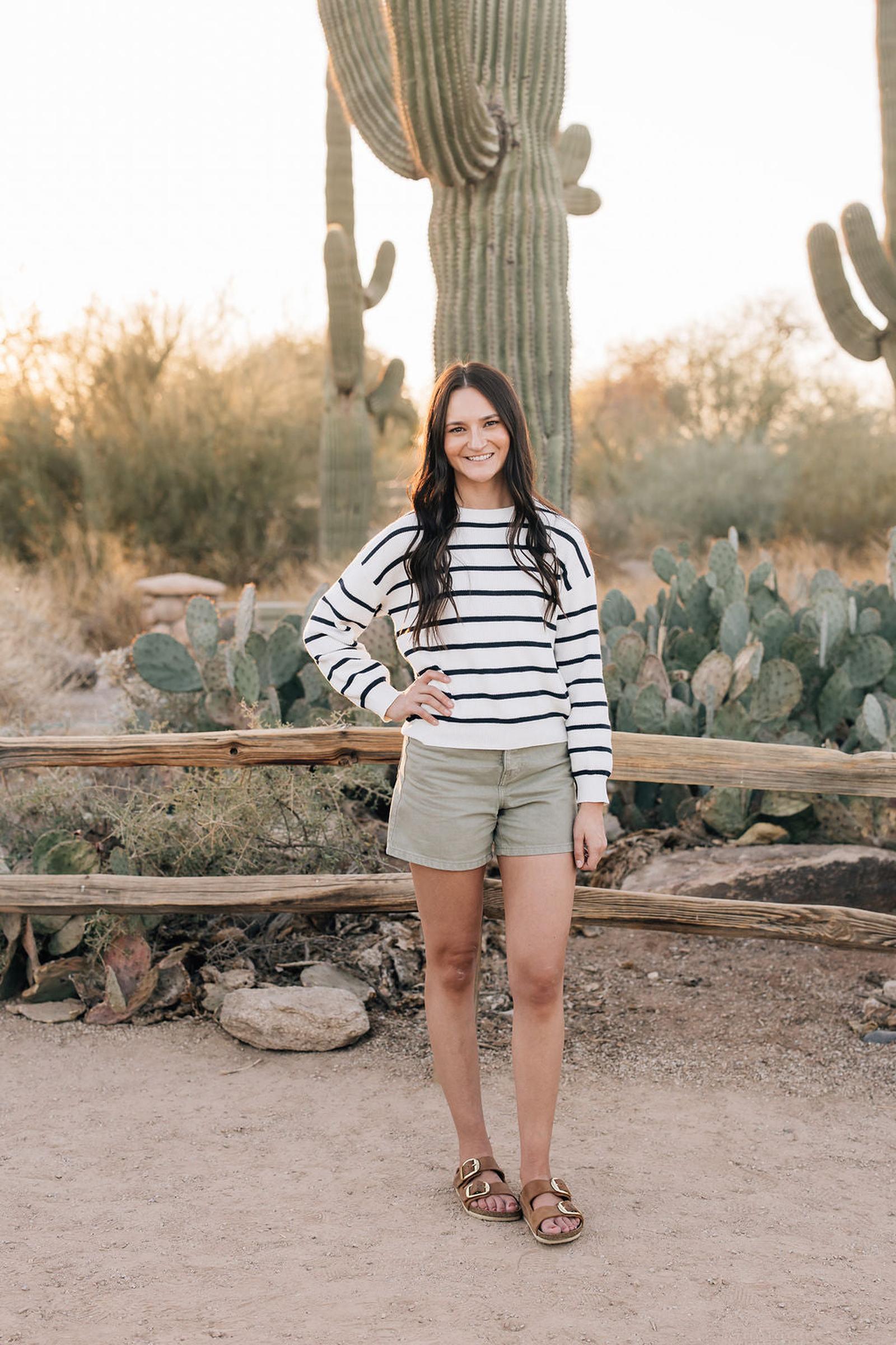 Navy Stripe Knit Sweater, 100% Cotton, Women, Family Matching Outfits