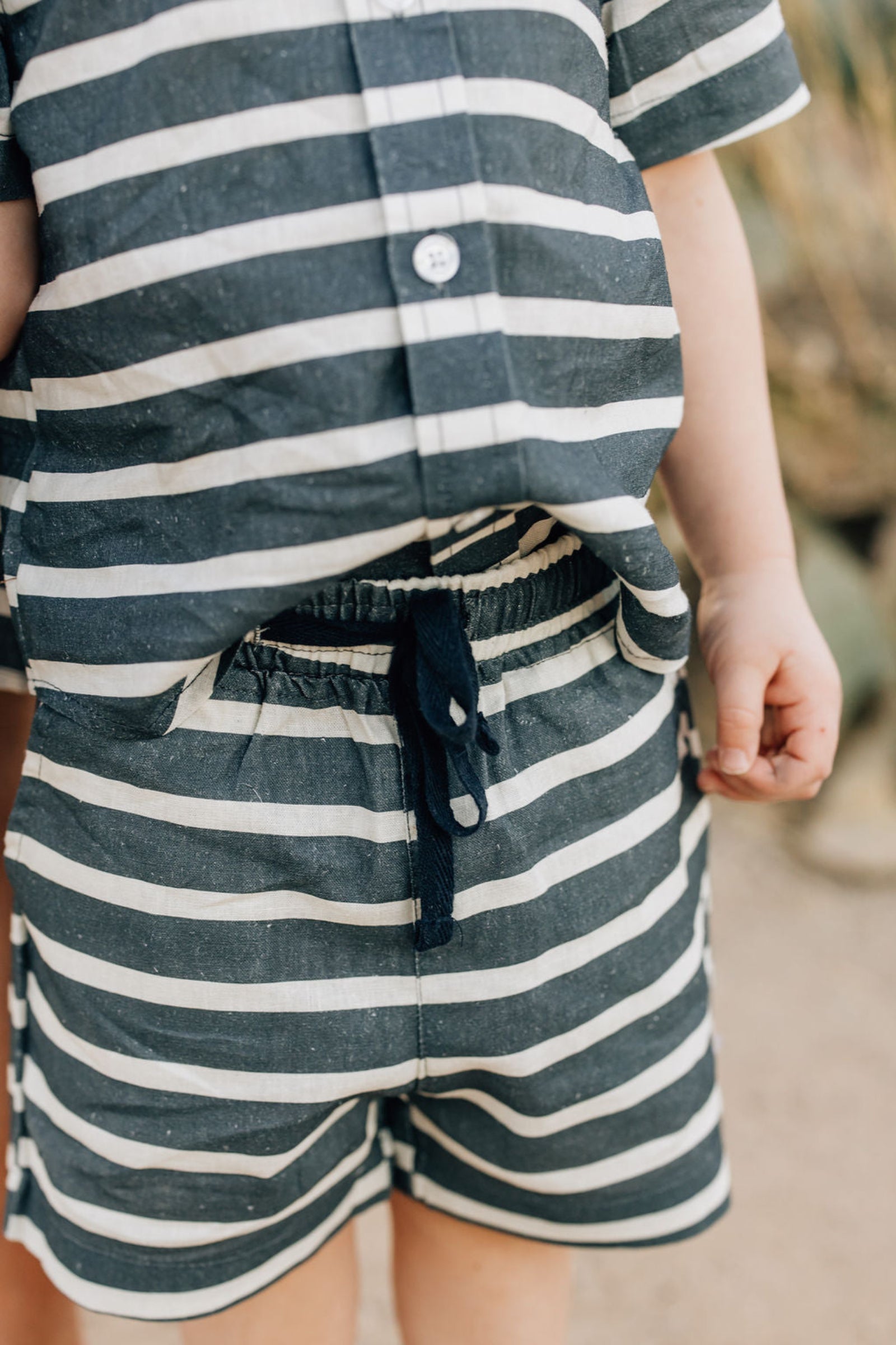 Boy Navy Stripe Linen Shorts, Baby, Toddler & Kids