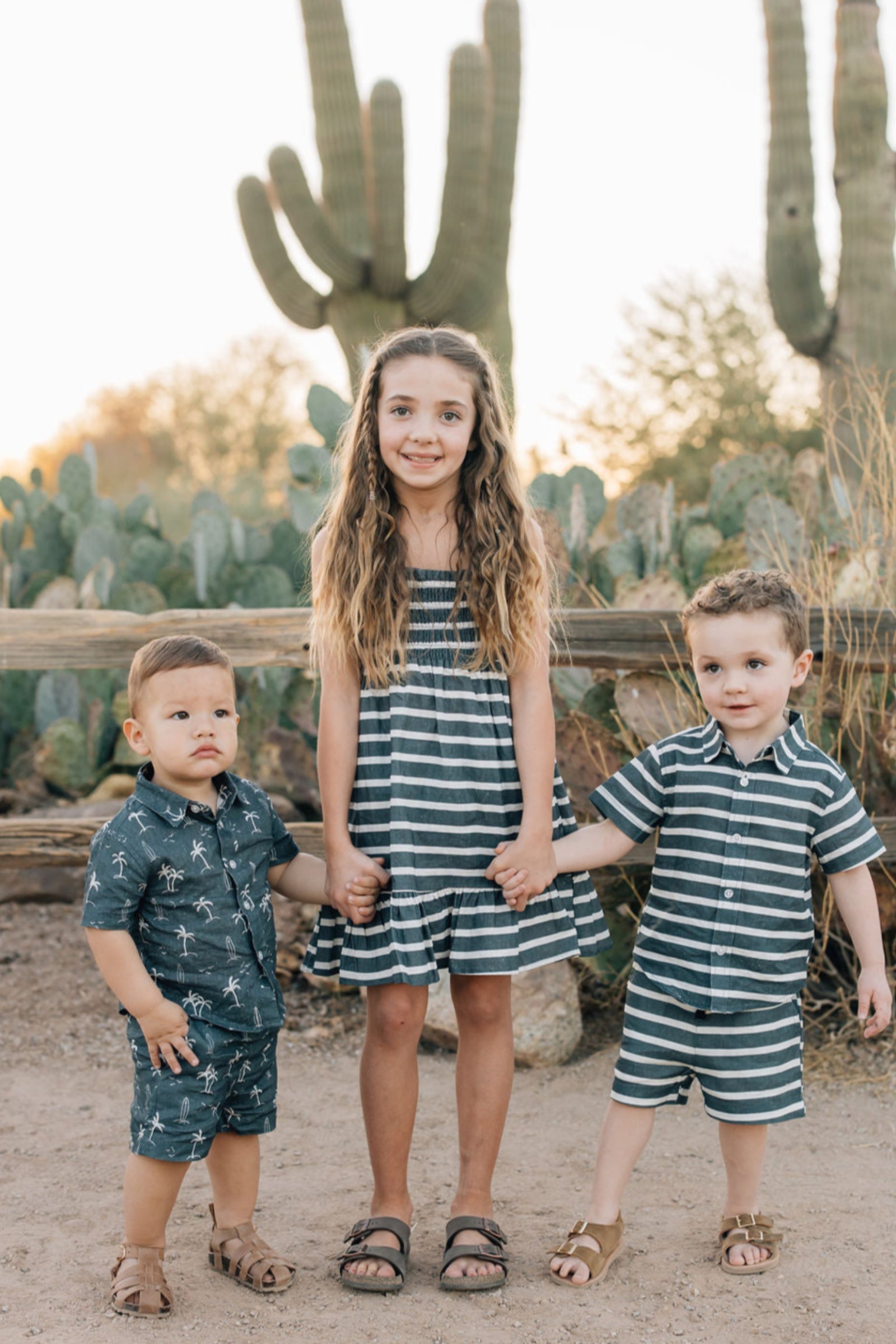Boy Navy Stripe Linen Button Up Shirt, Baby - Kids