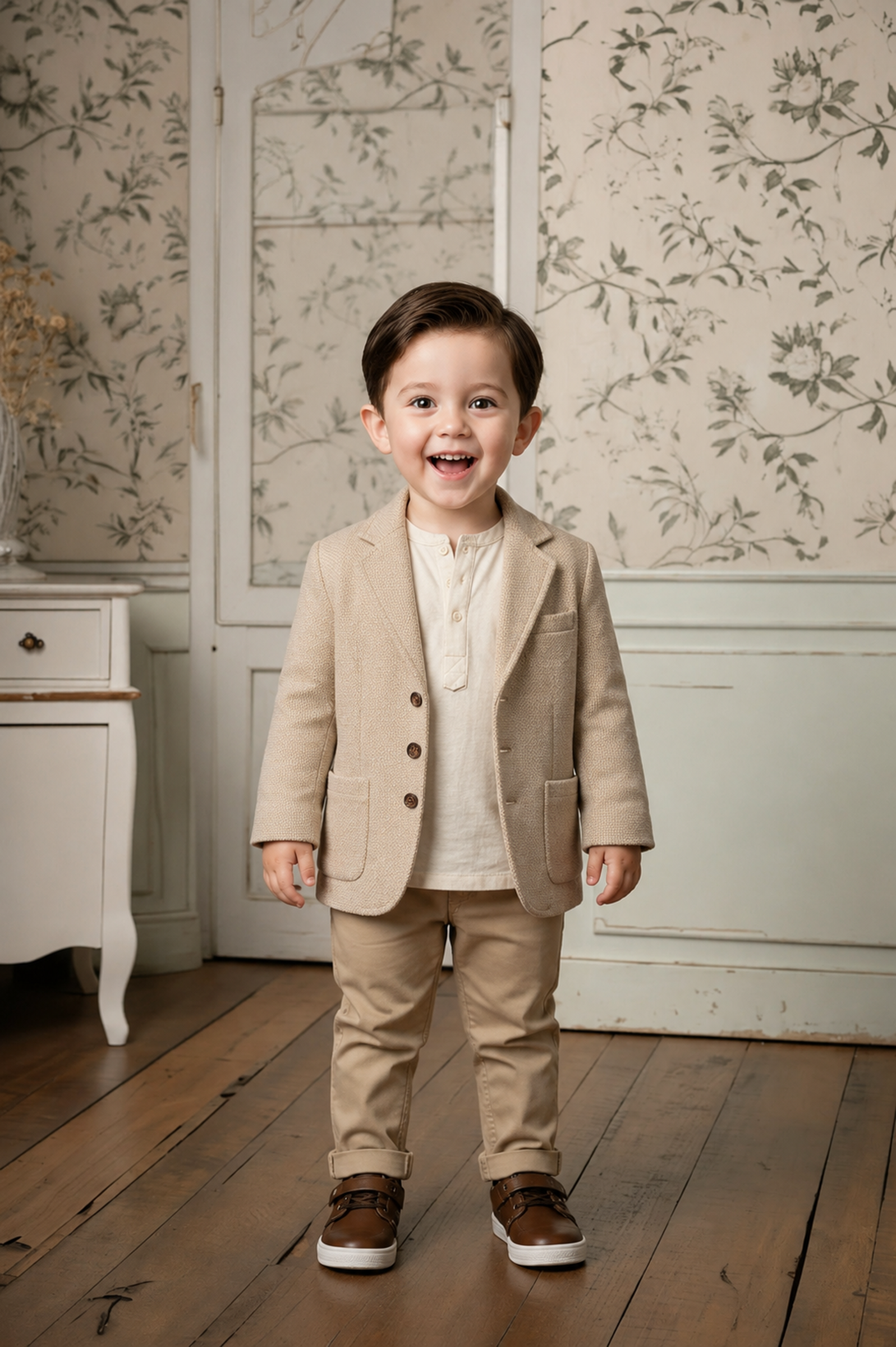 Cotton Fleece Blazer for Boys, Taupe, Baby, Family Matching Outfits