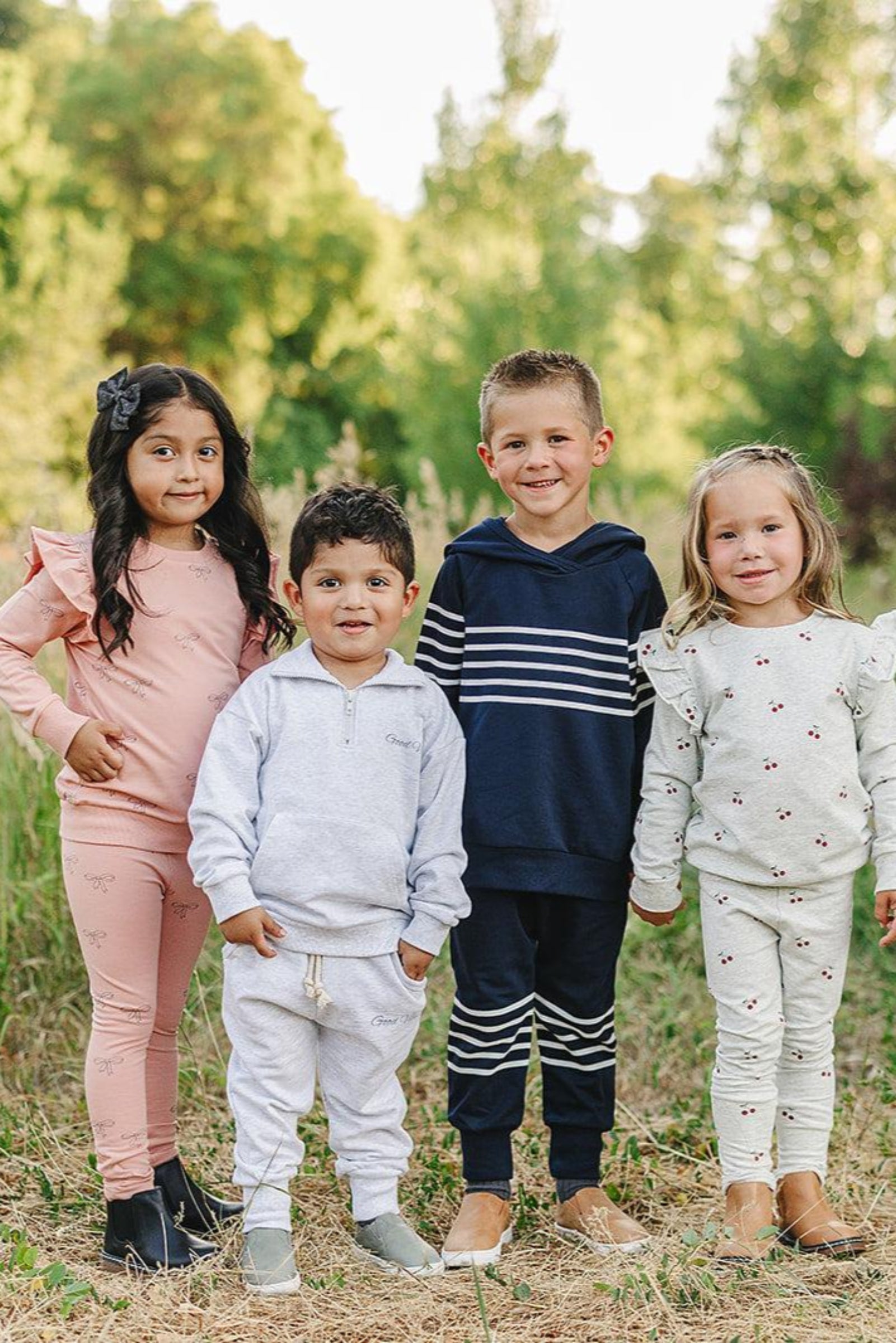 Good Vibes Quarter Zip Grey Sweatshirt Set, Cotton, Baby, Toddler & Kids
