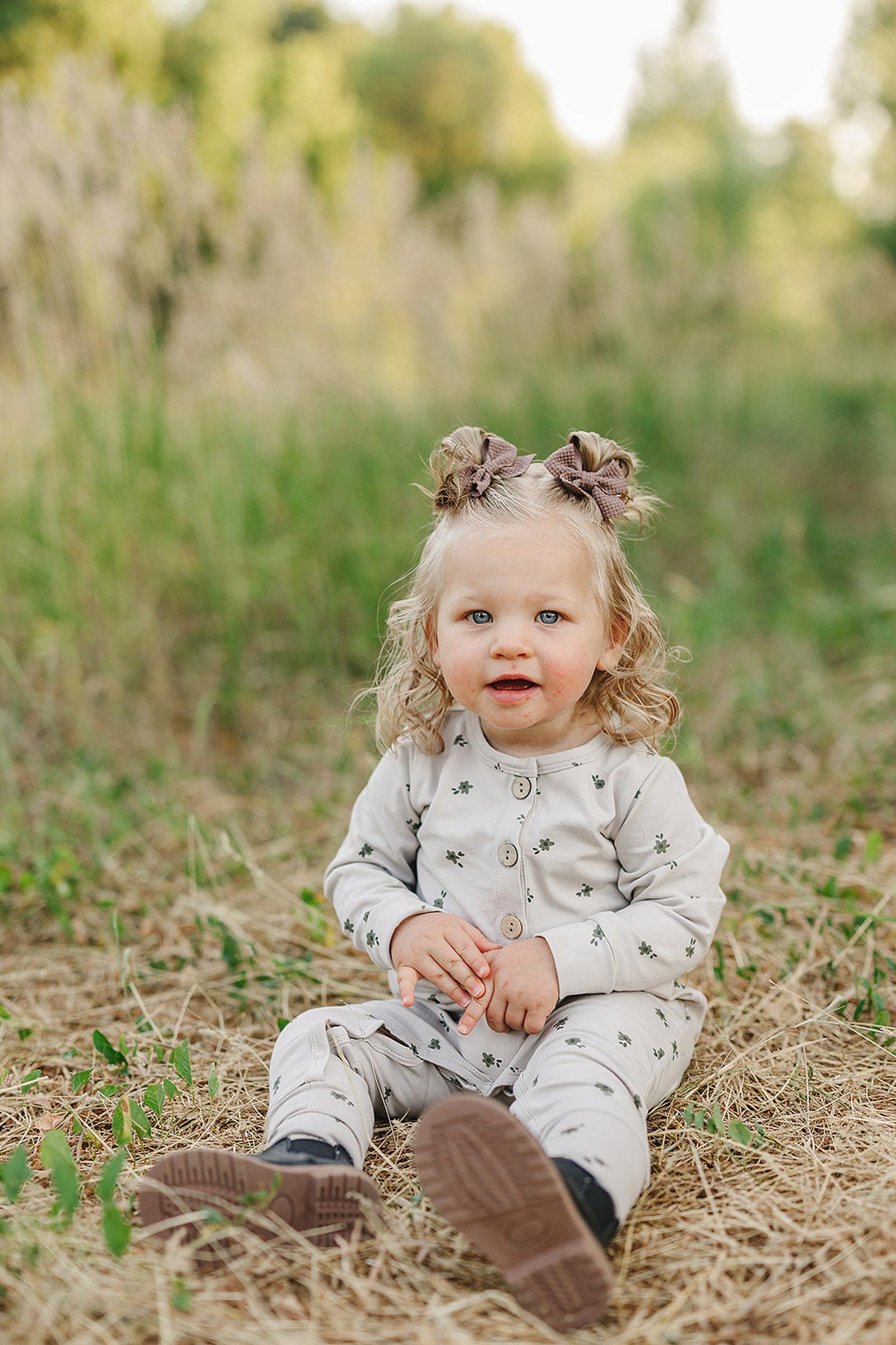 Charming Floral Long Sleeve Romper, Button-up Front, Cotton, Baby