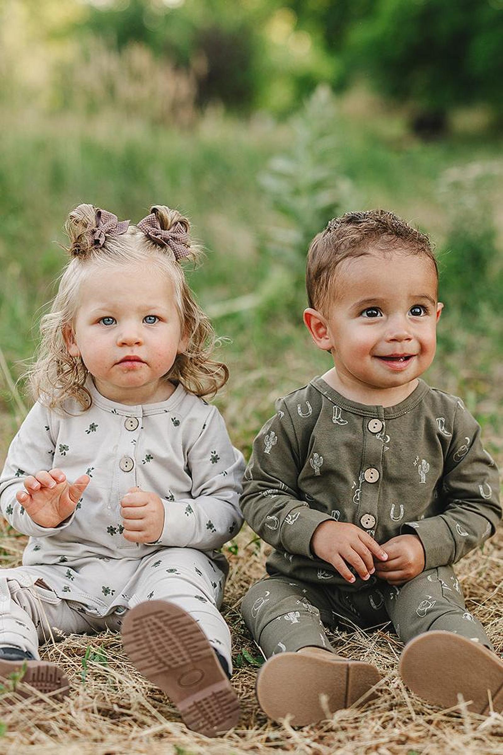 Charming Floral Long Sleeve Romper, Button-up Front, Cotton, Baby