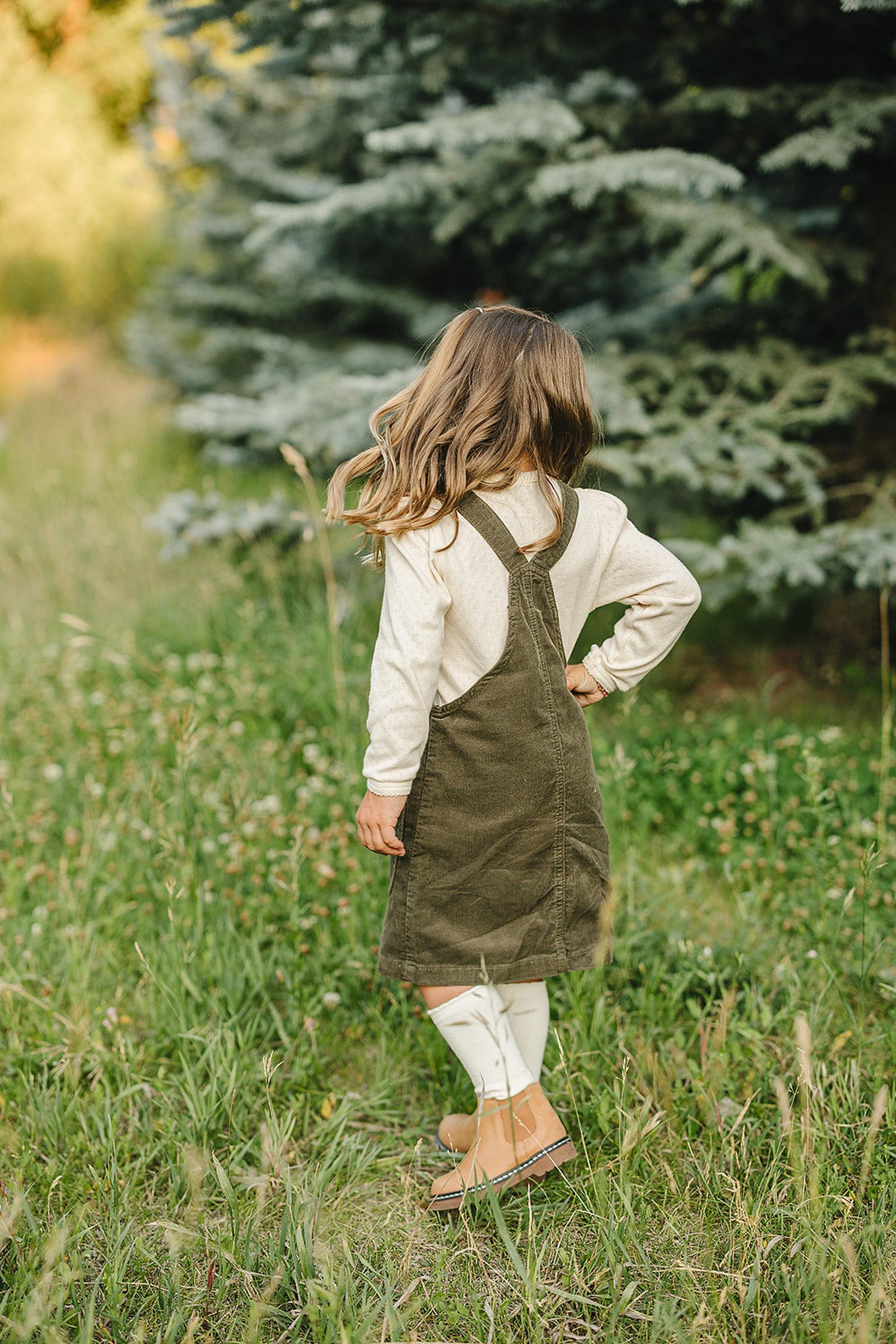 Classic Green Corduroy Dress, 100% Cotton, Baby & Toddler