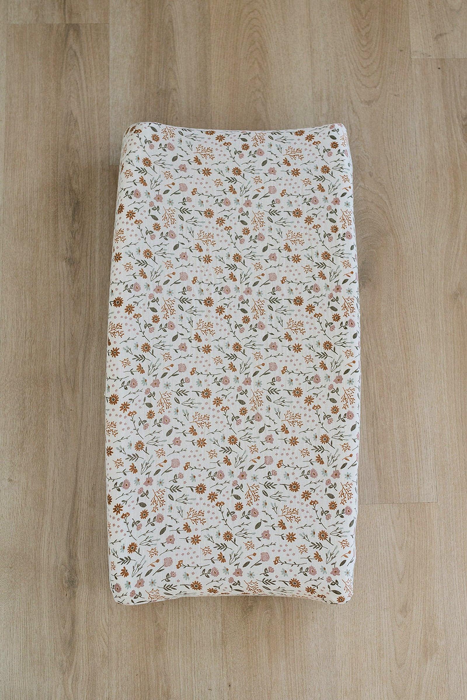 Meadow Floral Muslin Changing Pad Cover, Baby Essentials, 100% Cotton