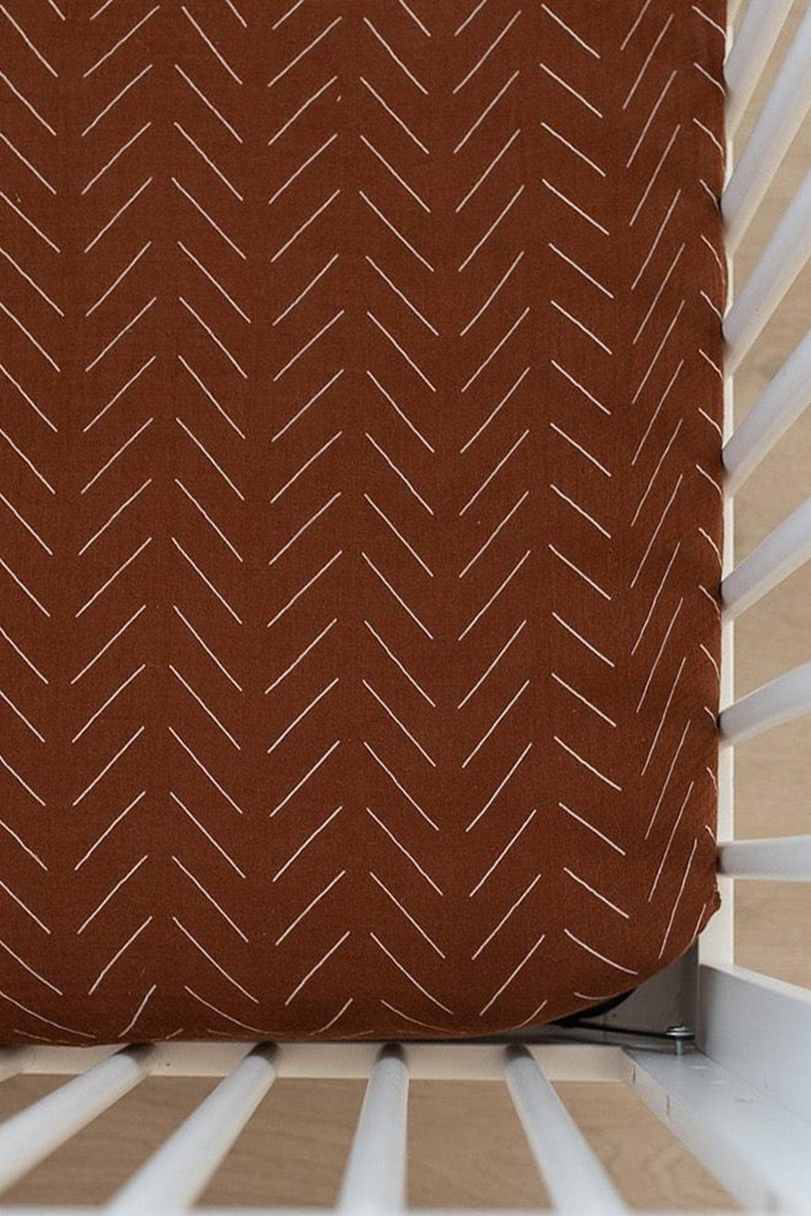 Rust Mudcloth Muslin Crib Sheet, 100% Cotton, Baby Essentials