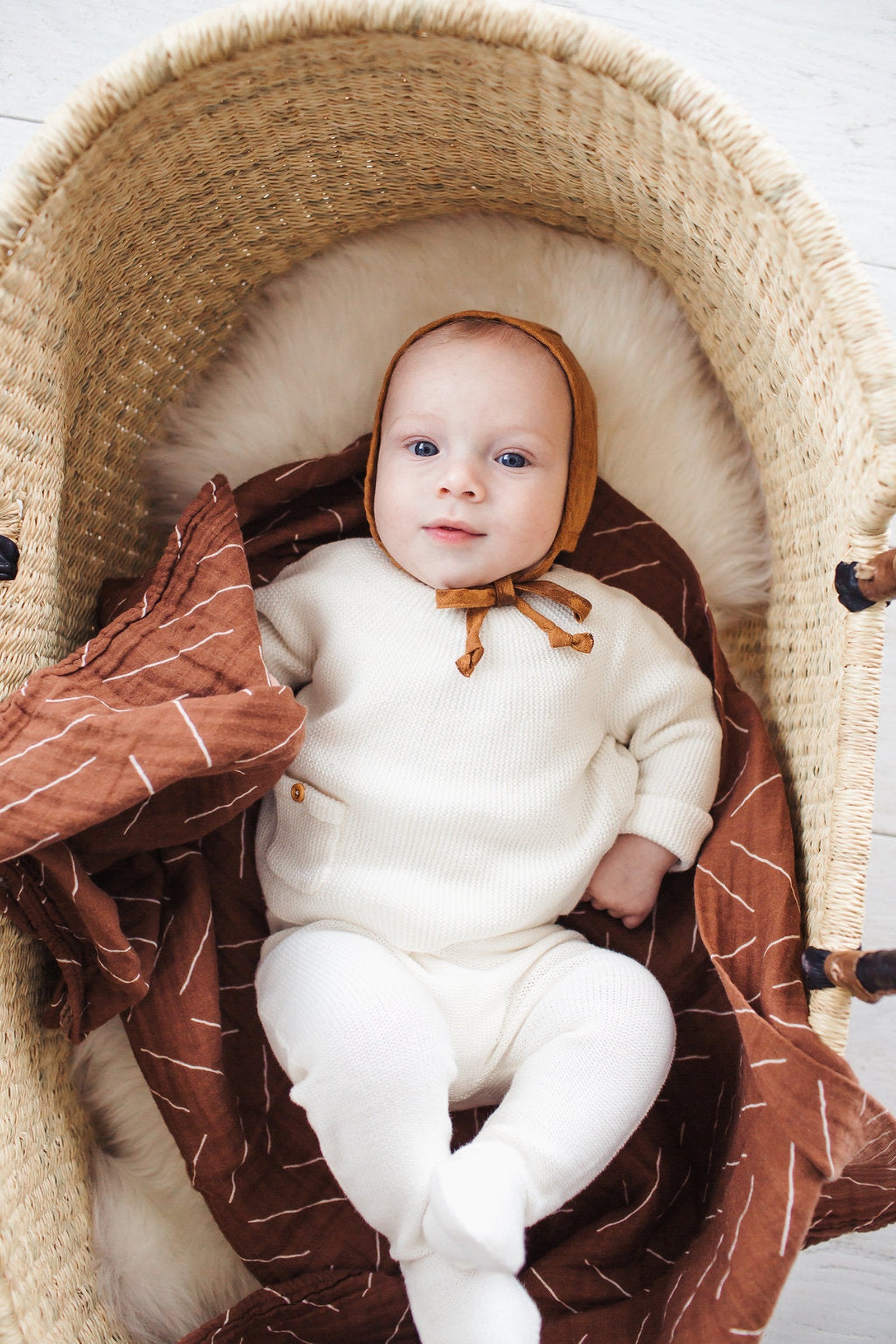 Rust Mudcloth Muslin Swaddle Blanket, 100% Cotton, Baby Essentials