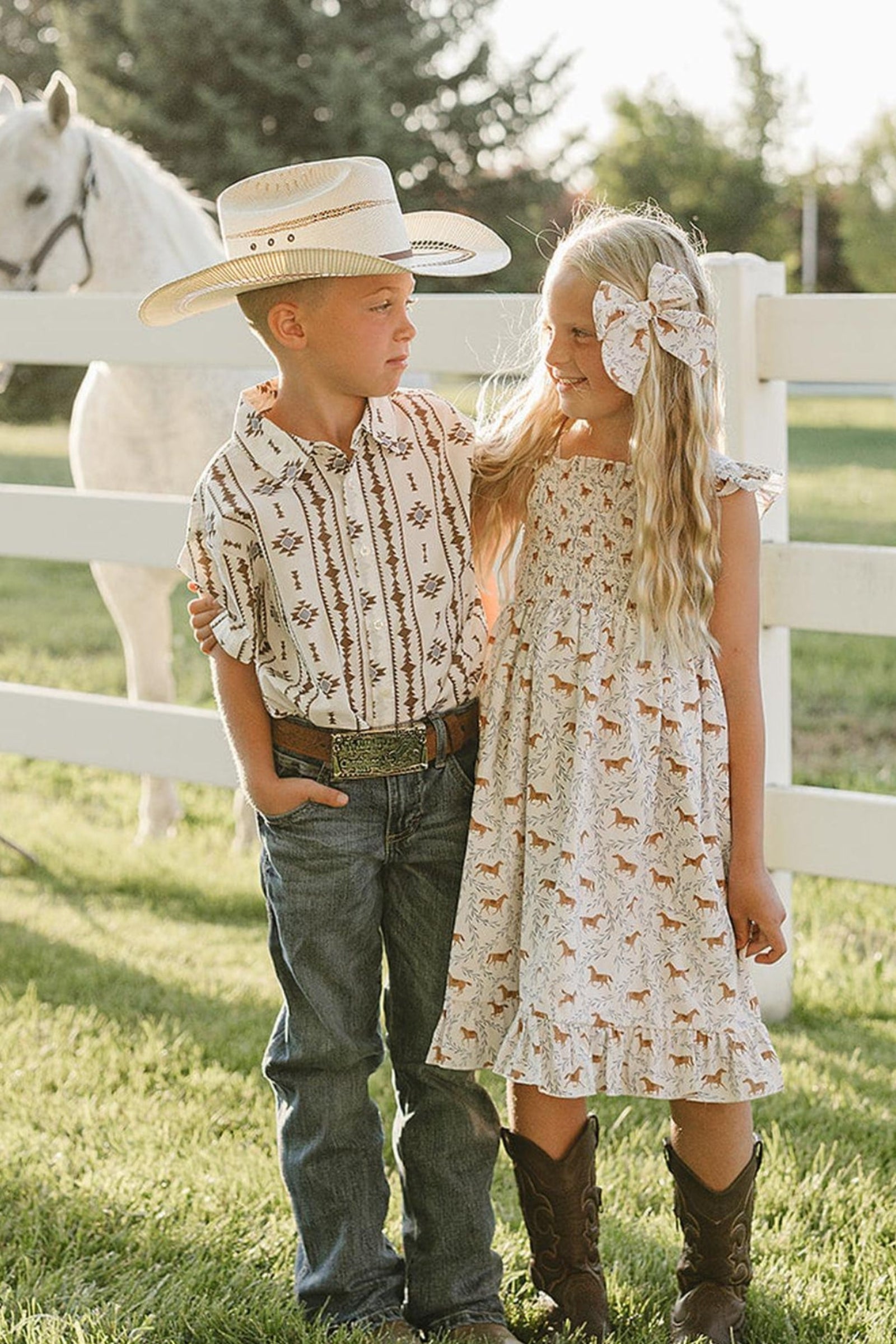 Western Pony Print Hair Bow for Baby & Kids