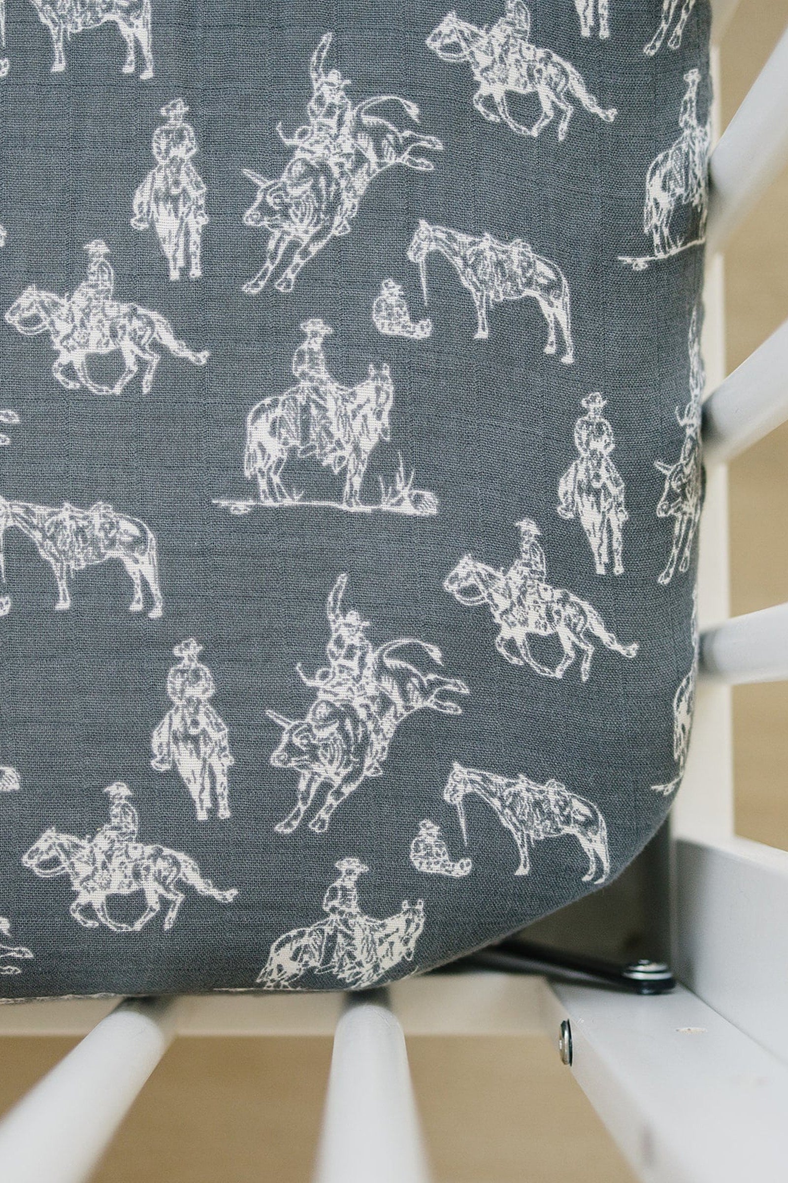 Wild West Muslin Crib Sheet, 100% Cotton, Baby Essentials, Rodeo Collection