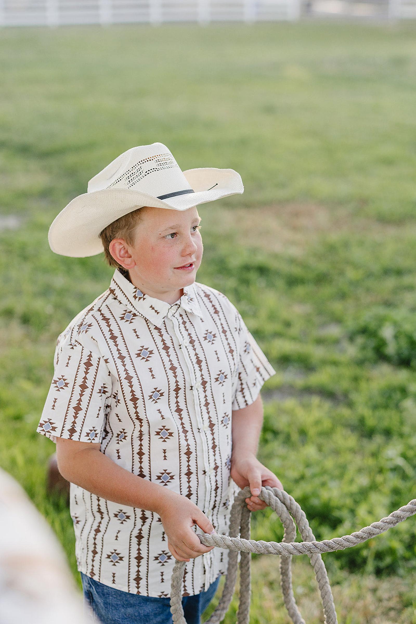 Aztec Western Button Up Shirt for Baby & Kids
