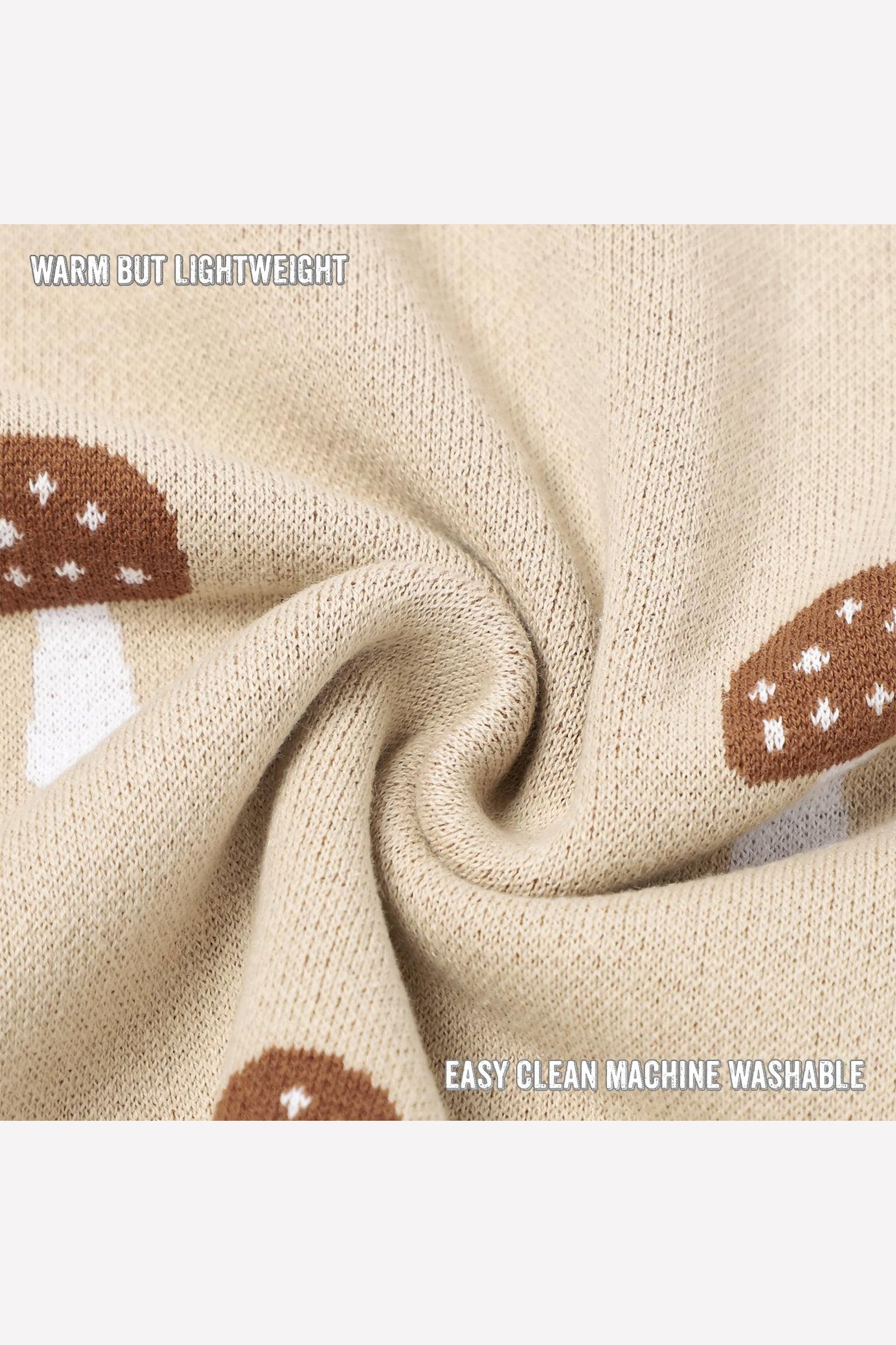 Knit Mushroom Luxury Swaddle Blanket, 100% OEKO Tex Pima Cotton
