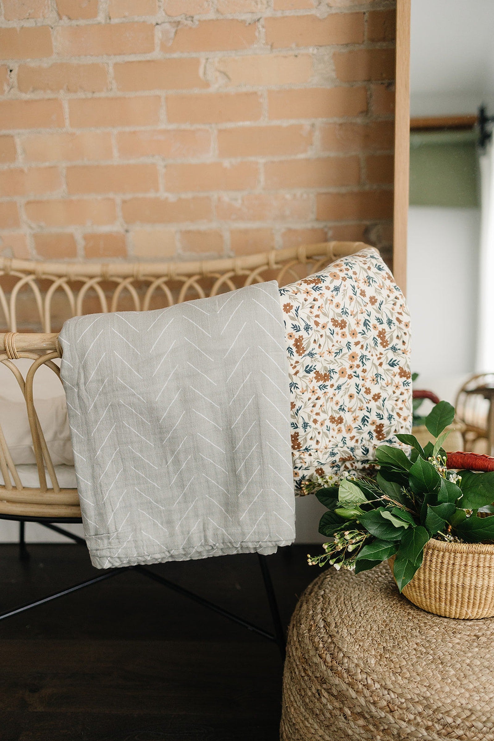 Desert Sage Lightweight Muslin Crib Quilt, 100% Cotton, Baby Essentials