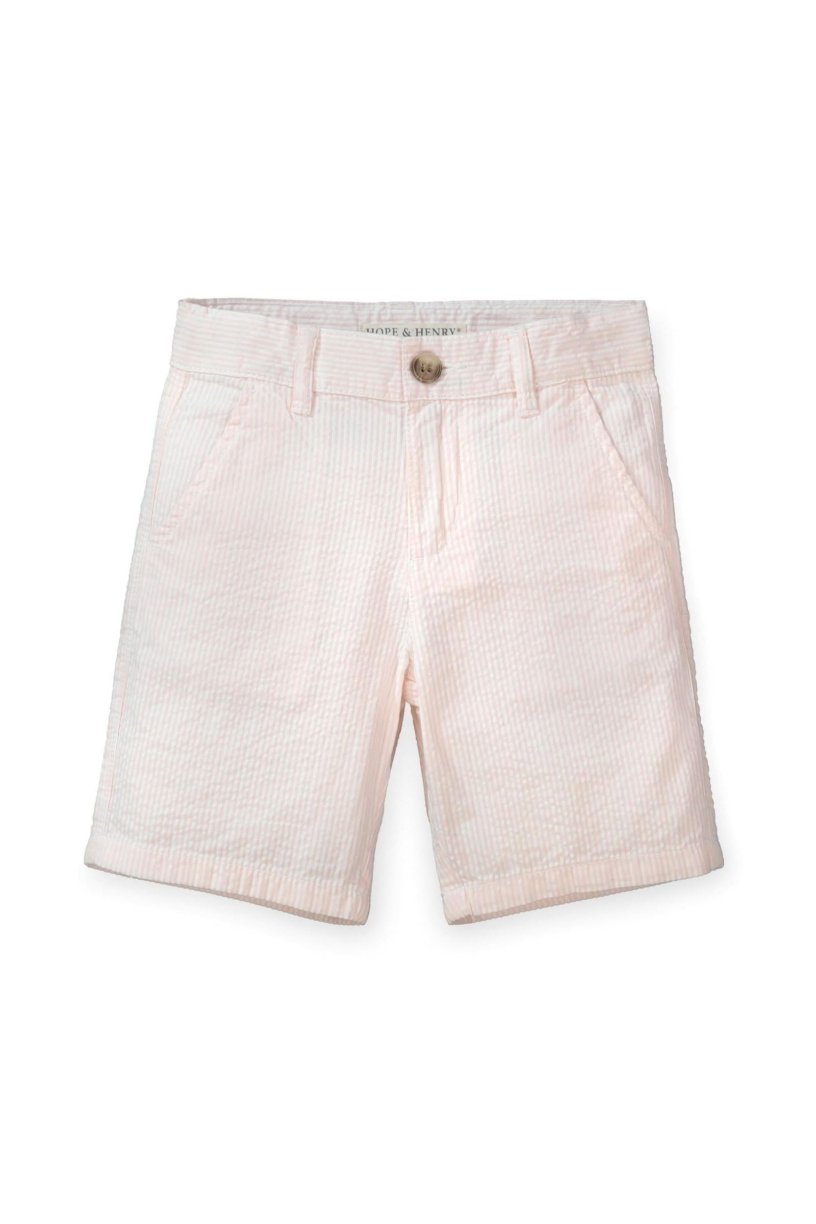 Organic Cotton Seersucker Boy Shorts Classic, Pink, Toddler & Kids