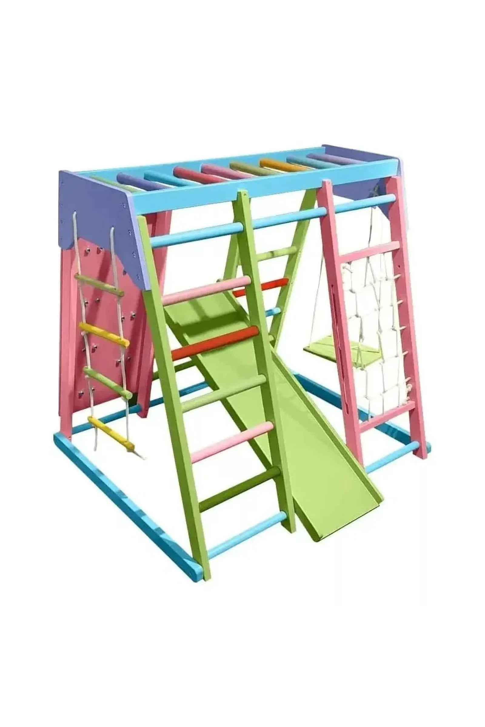 Magnolia - Wooden 7-in-1 Climber, Slide, Gym, Playset, Indoor, New Zealand FSC-certified pinewood