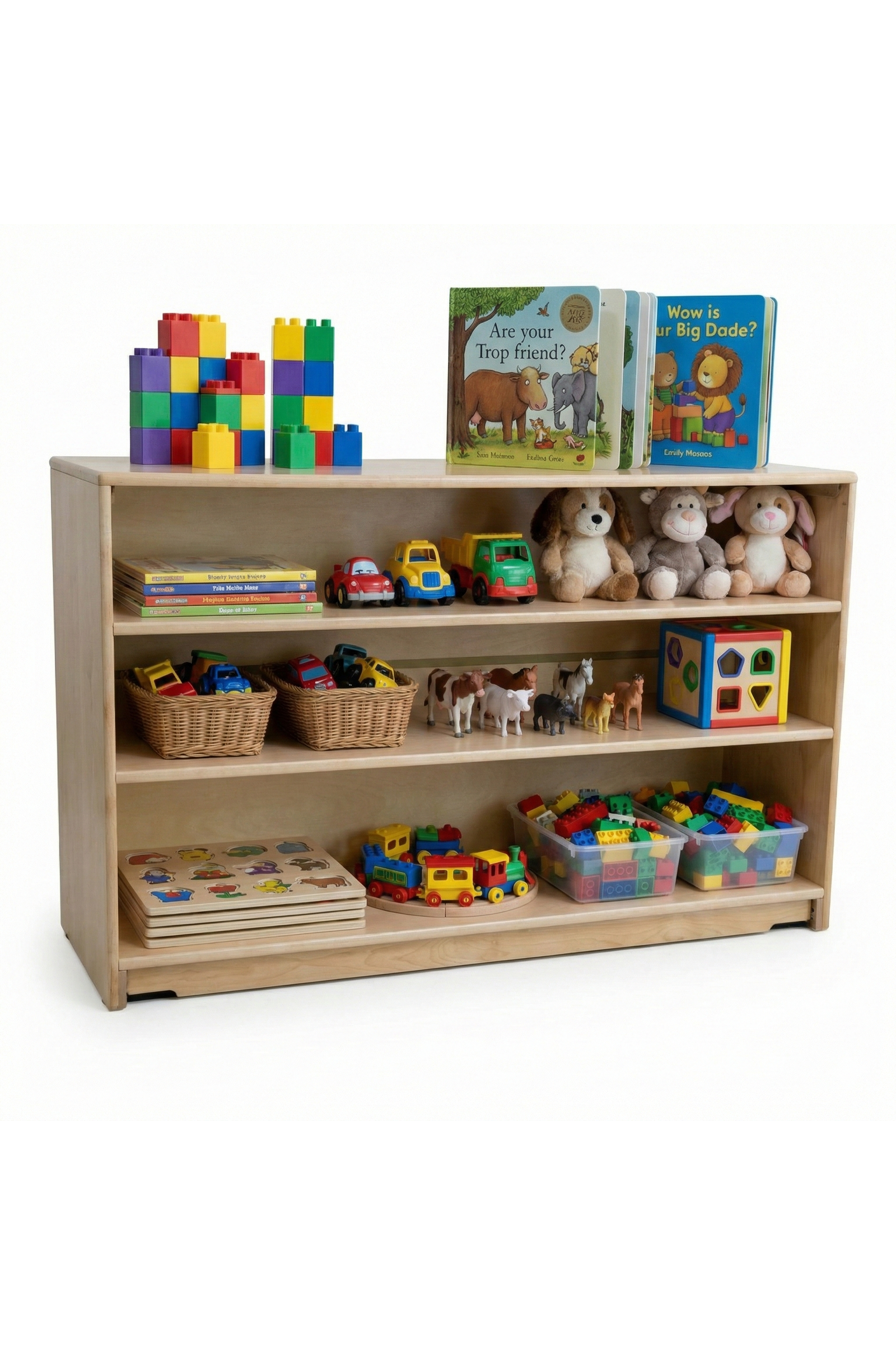 Montessori Wide Toy & Book Organizer for Kids' Rooms