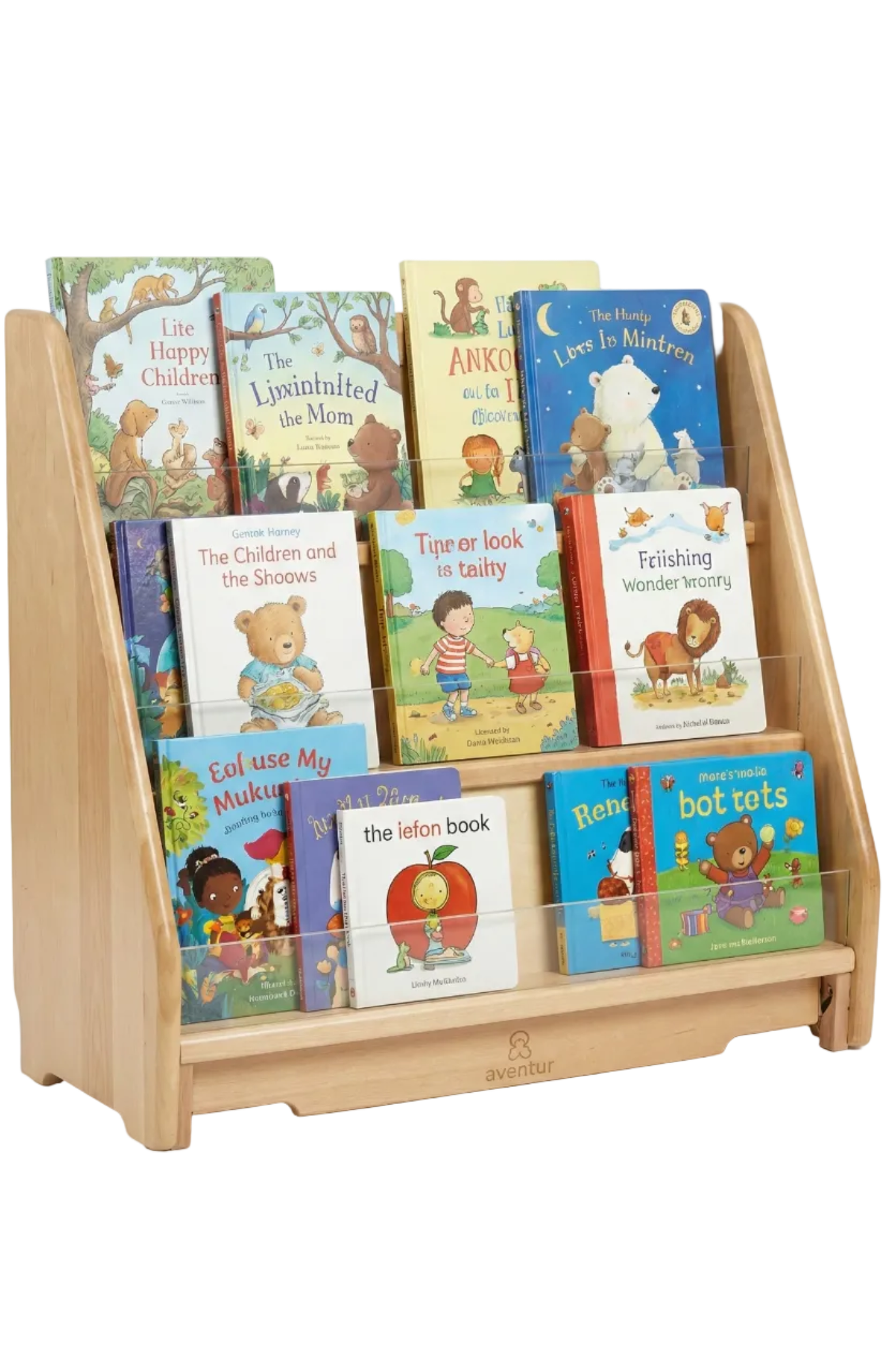 Wooden Bookshelf – Double Pack 3 Tier Front-Facing Display | 22.4" H x 25" W x 22" D