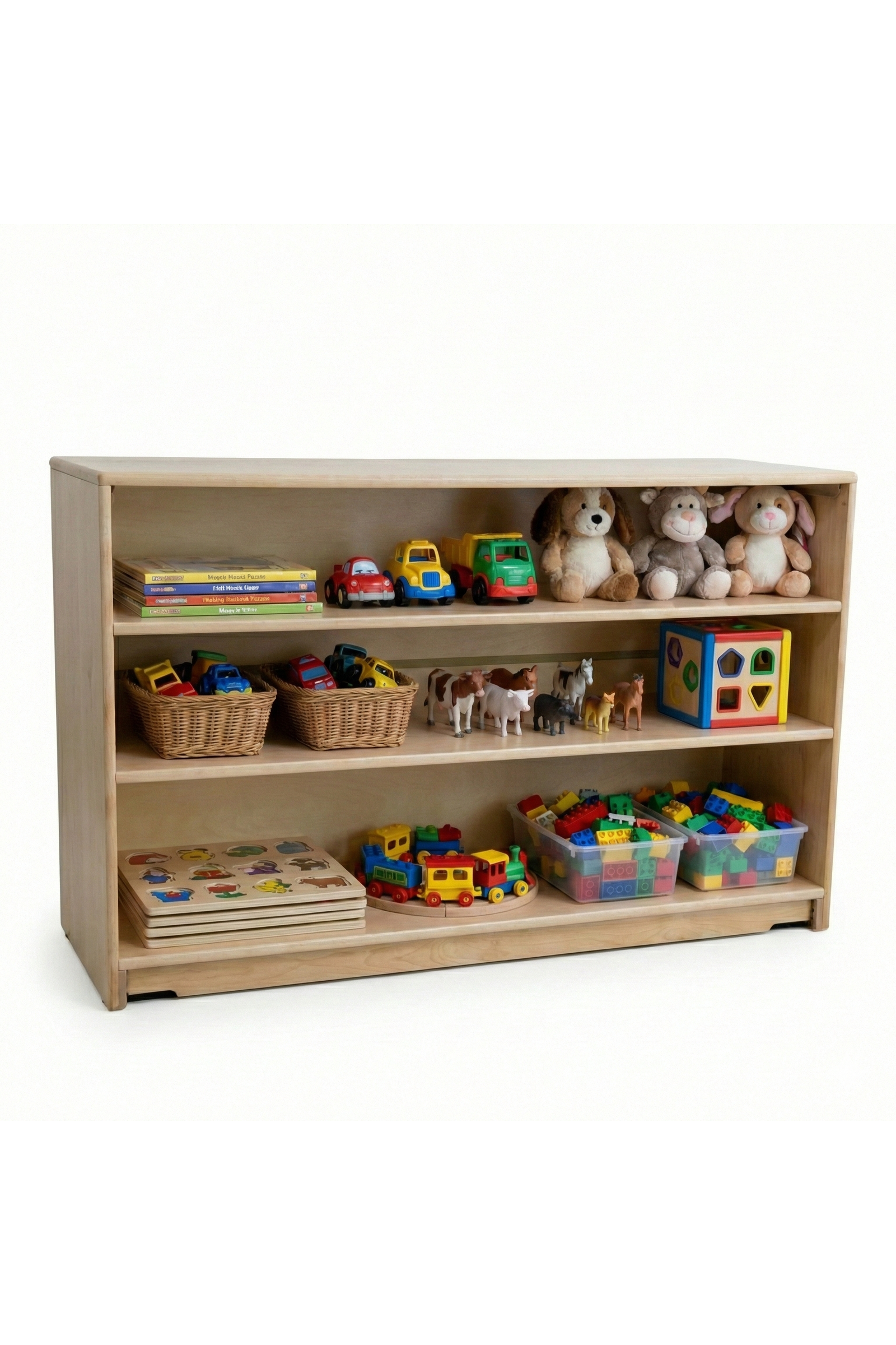 Montessori Wide Toy & Book Organizer for Kids' Rooms