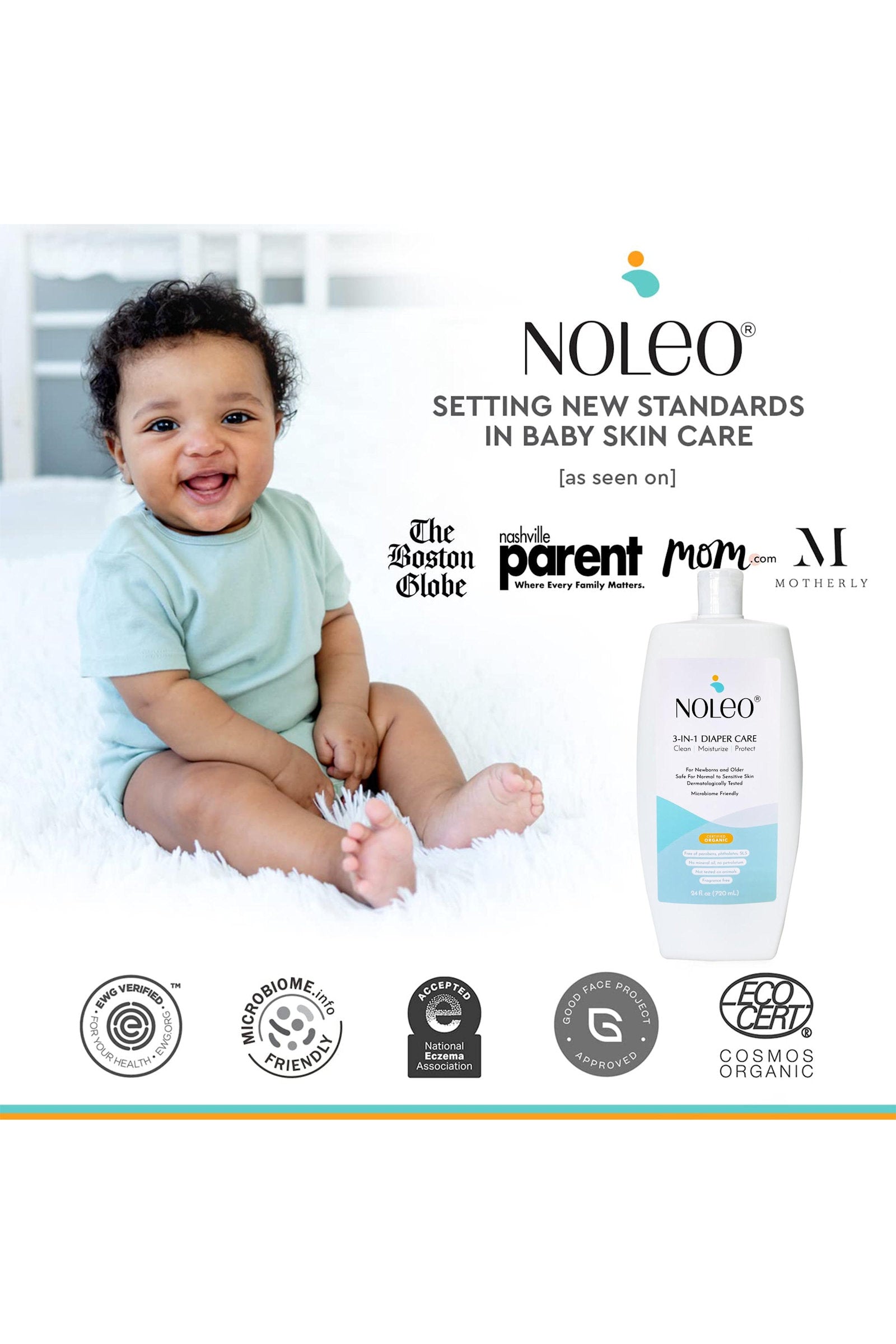 NOLEO 3-IN-1 Diaper Rash Cream, 24oz